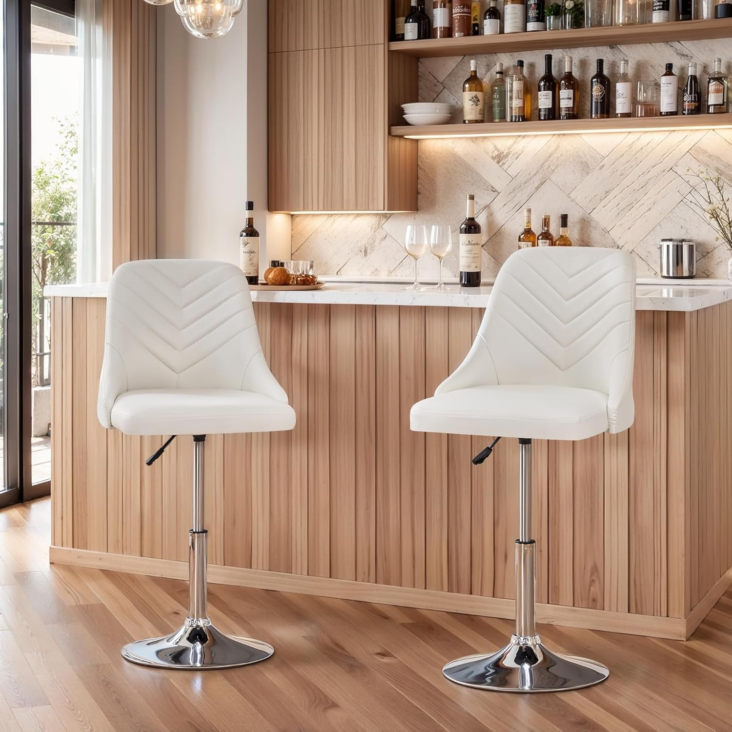 VECELO Bar Stool, Adjustable Barstools with Backrest