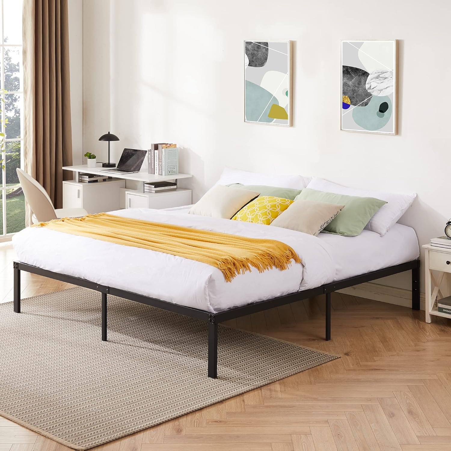 VECELO Metal Platform Bed Frame Heavy Duty Steel Slat, No Box Spring Needed