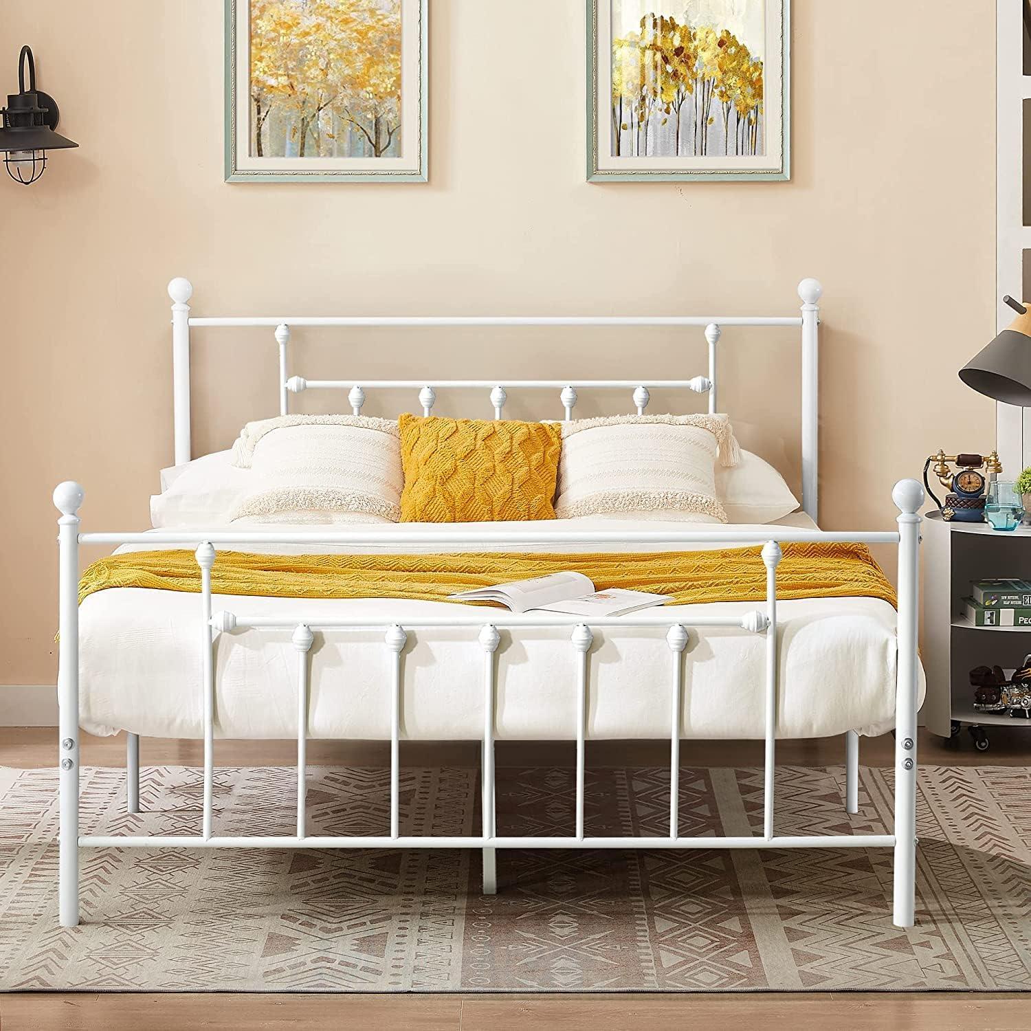 Modern Metal Platform Bed Frame Mattress Foundation with Headboard and Footboard