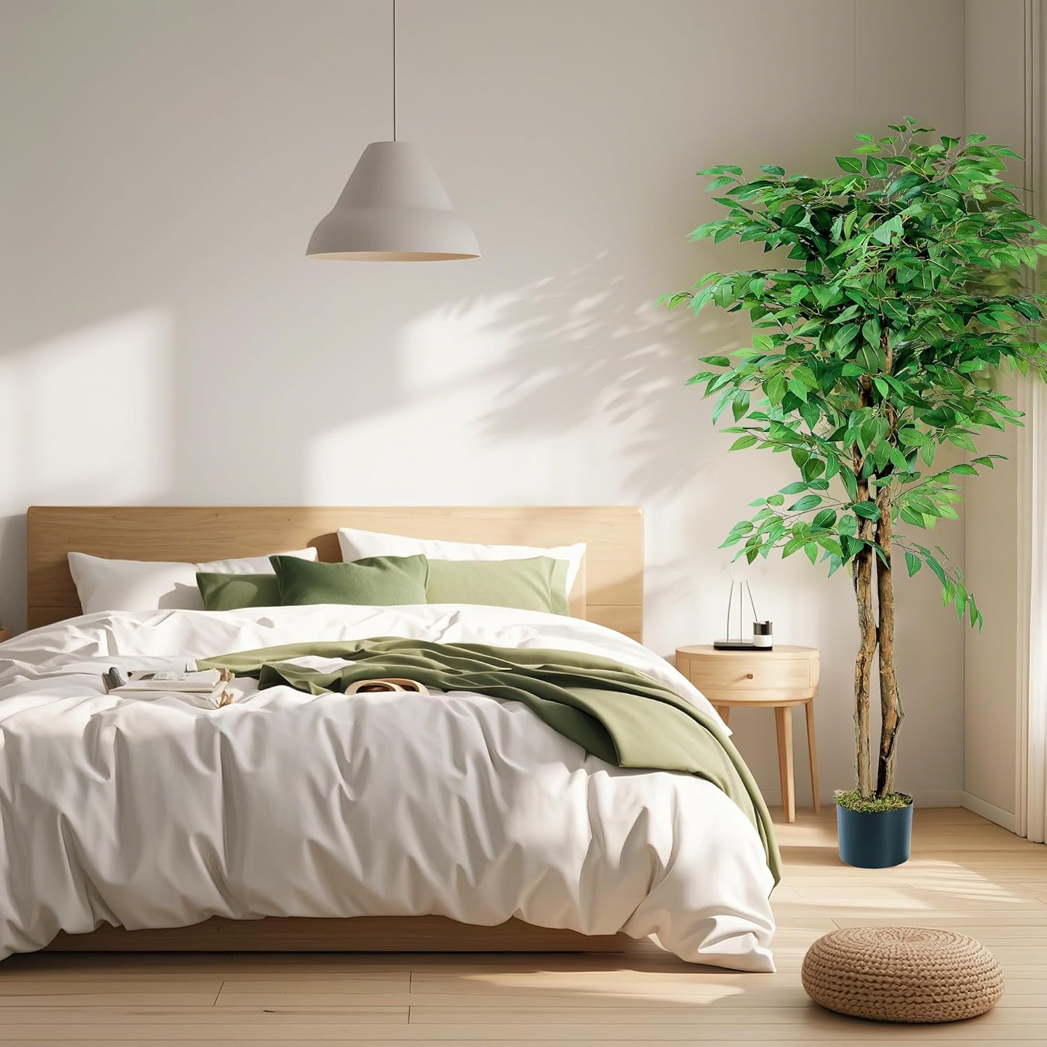 VECELO Artificial Ficus Tree with Sturdy Nursery Pot, 5FT and 6FT Faux Silk Plant - VECELO