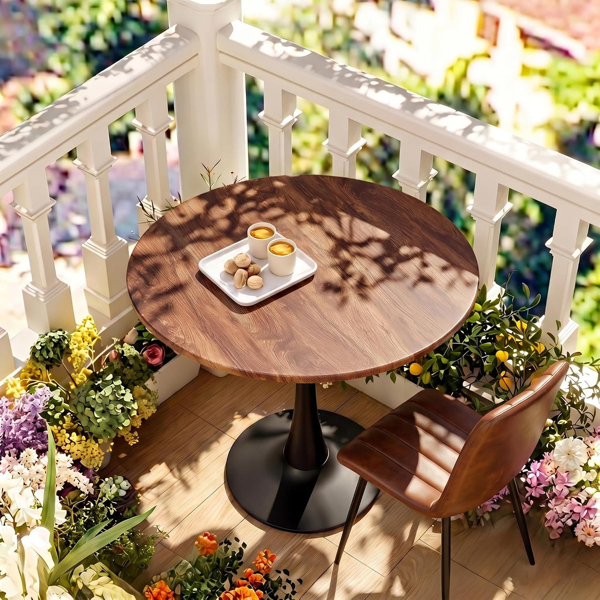 VECELO Round Dining Table, Mid-Century Tulip Table
