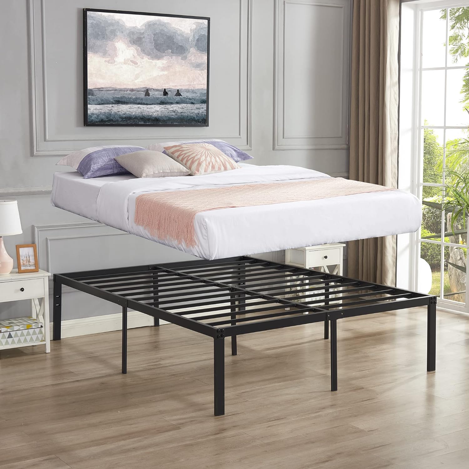 VECELO Metal Platform Bed Frame Heavy Duty Steel Slat, No Box Spring Needed