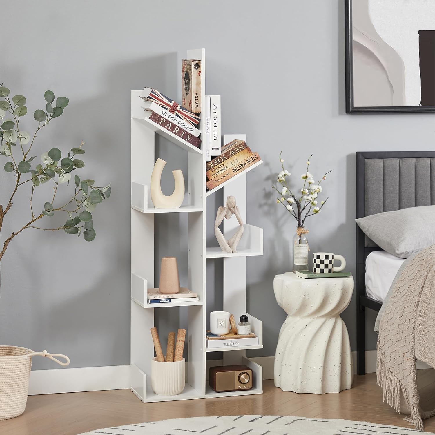 VECELO Tree Bookshelf,8 Shelf Storages Bookcase