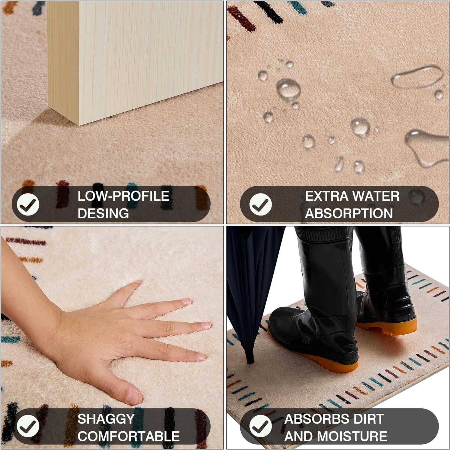 VECELO Outdoor Front Door Mat Outside Entrance, Low-Profile Welcome Mat - VECELO