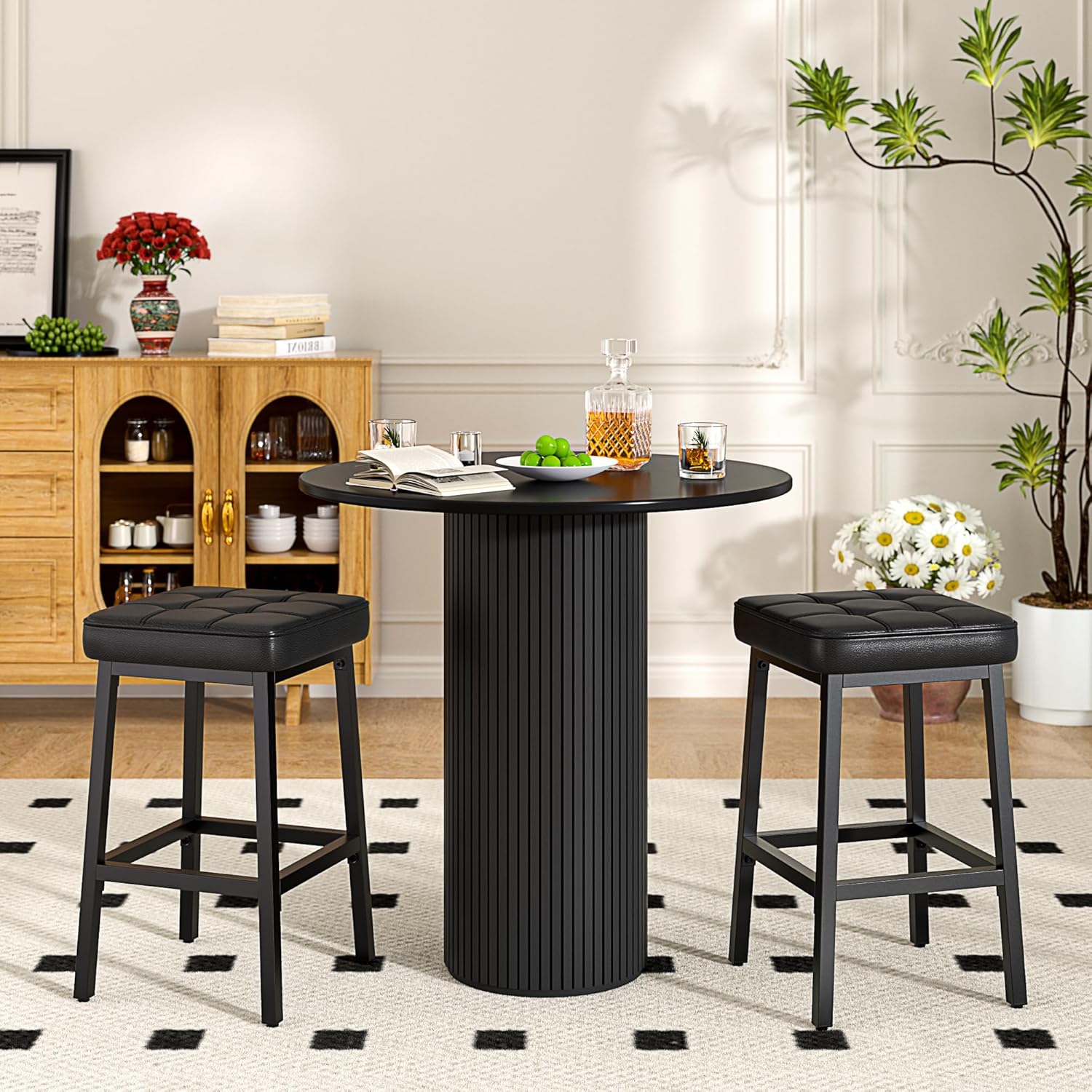 VECELO Modern Counter Height Bar Stools Set of 2