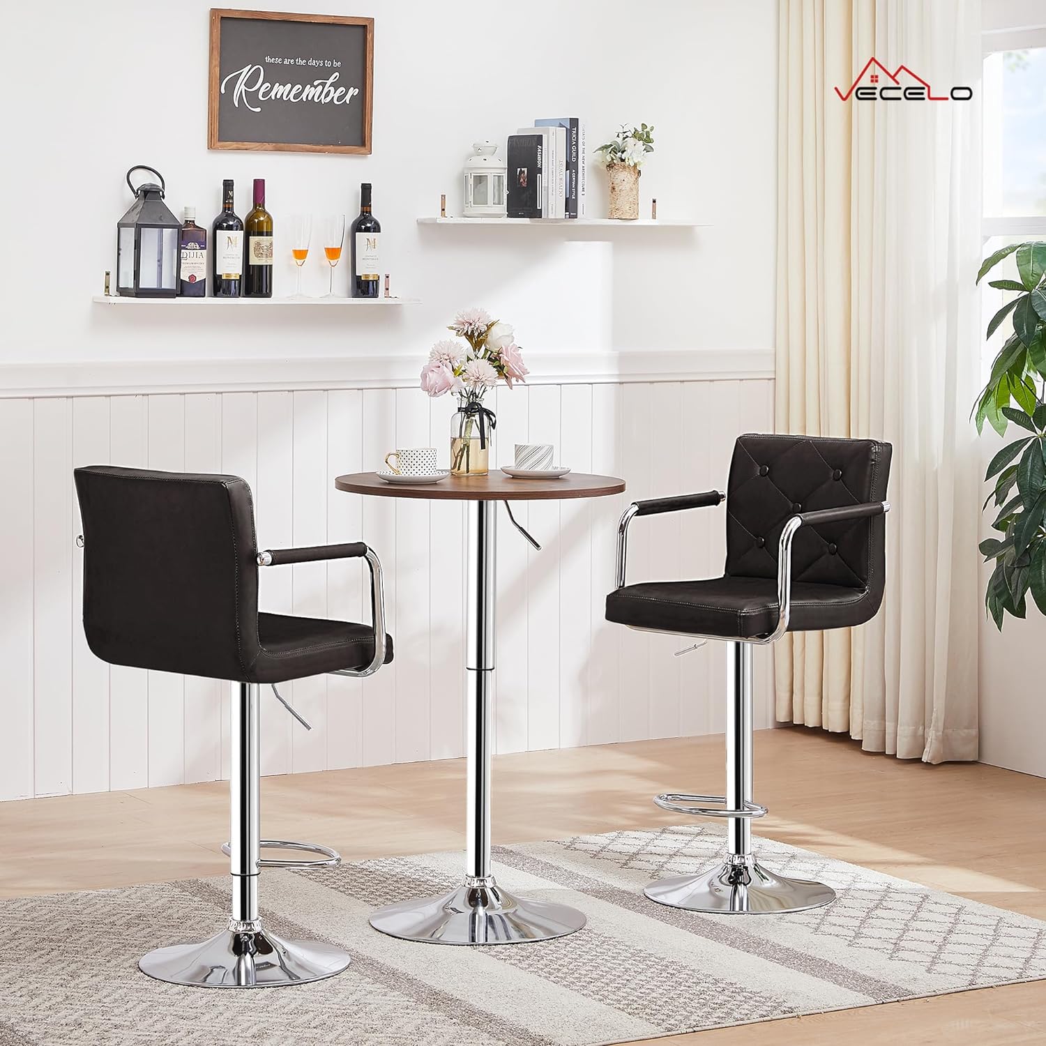 VECELO Adjustable Counter Height Bar Stools Set of 2 - VECELO