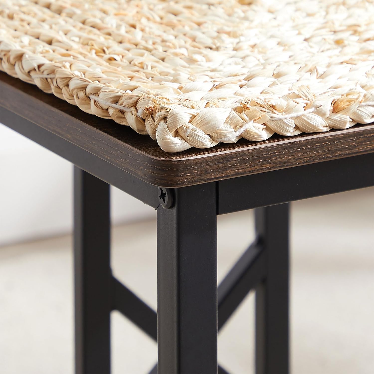 VECELO 43.3" Farmhouse Room Sets for 4 with 3 Benches Wicker-Knot Cushions - VECELO