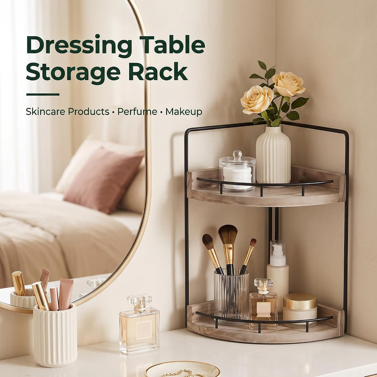VECELO 2/3-Tier Free Standing Corner Shelf
