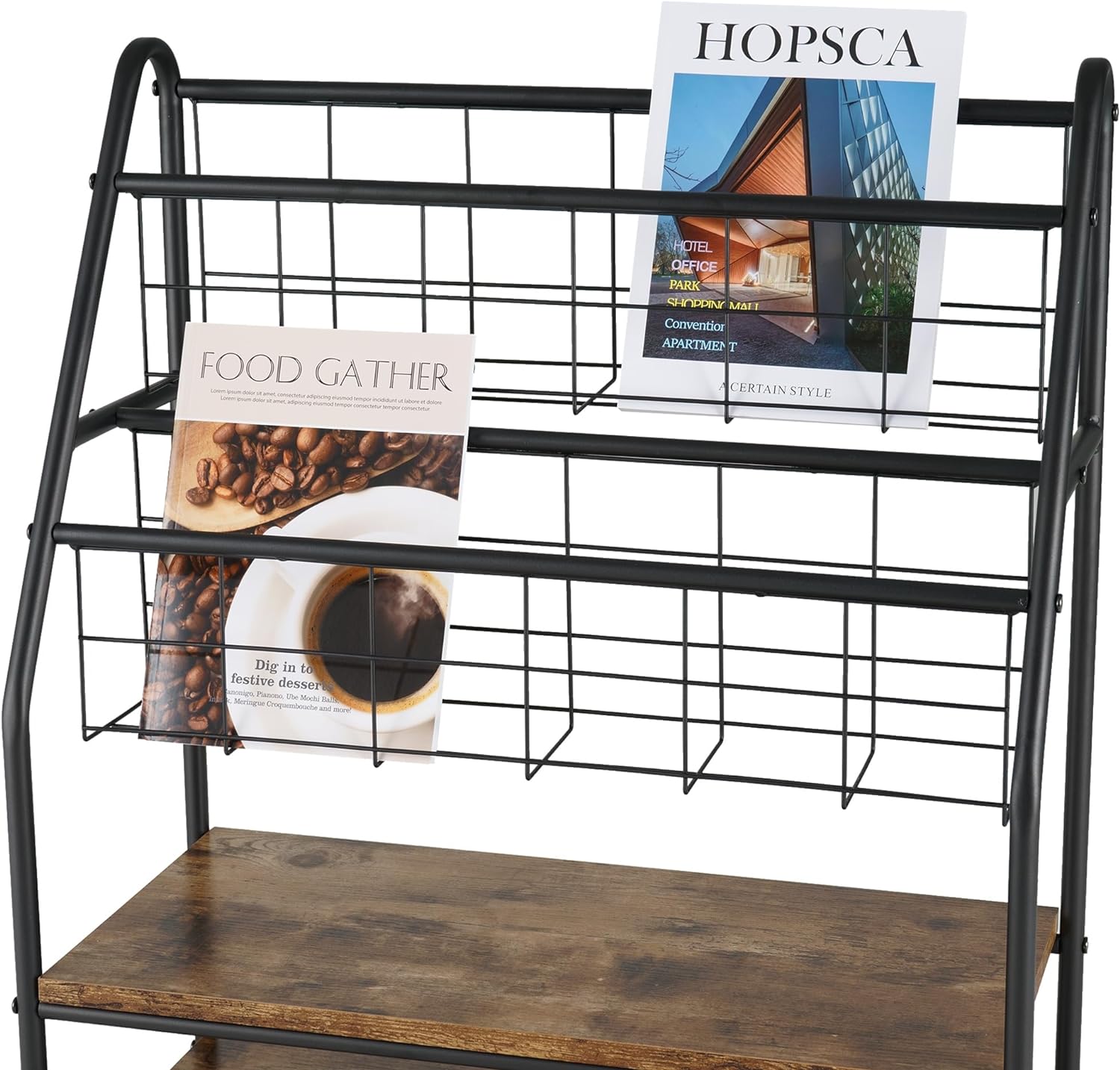 VECELO Newspaper Magazine Holders,2-Tier Metal Racks Brochure Display Stand