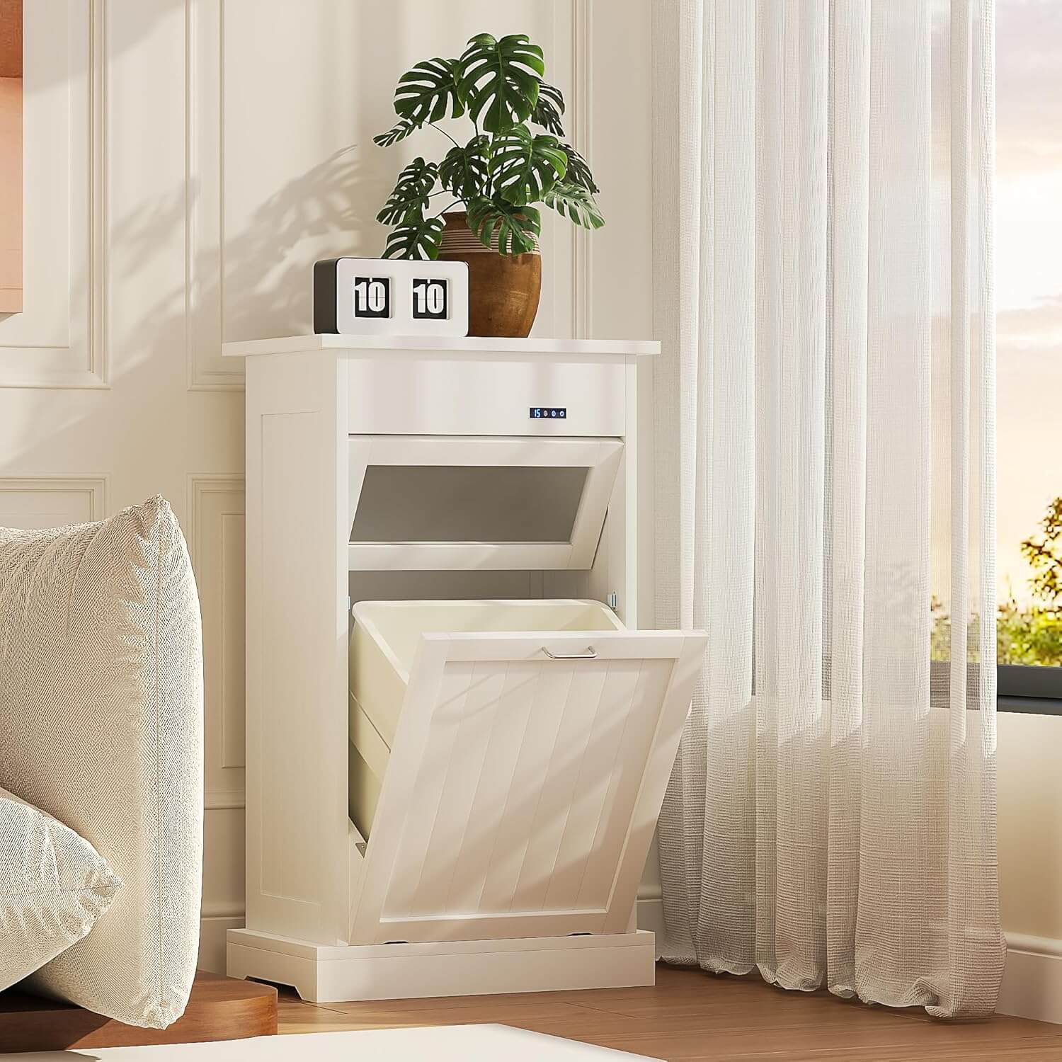 VECELO Tilt Out Trash Can Cabinet