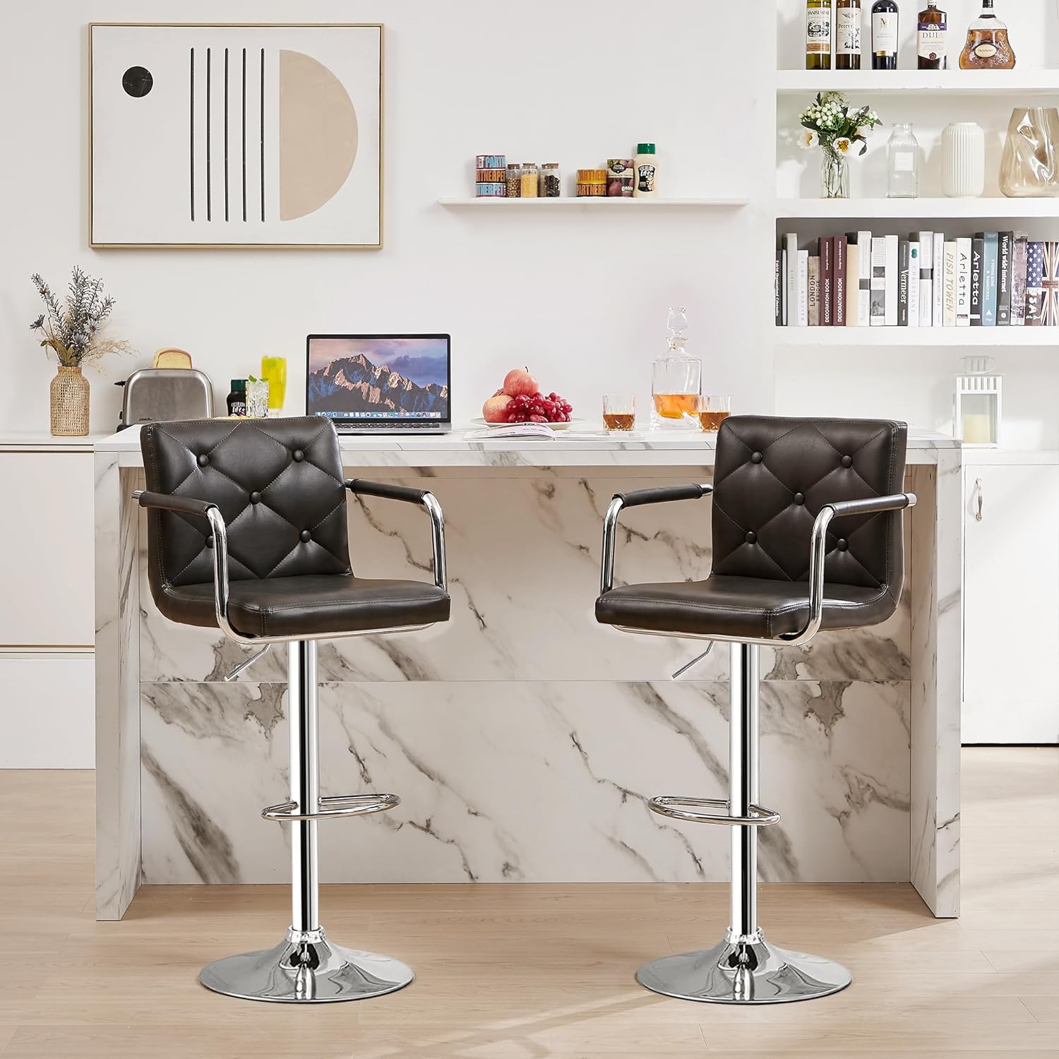 VECELO Adjustable Counter Height Bar Stools Set of 2 - VECELO