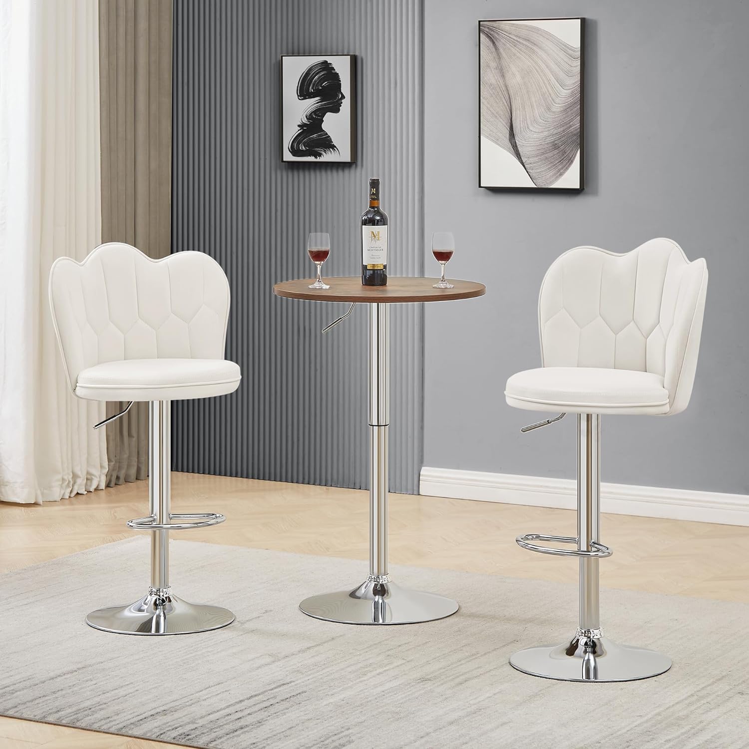 VECELO Bar Stools Set of 2/Set of 4, Adjustable Barstools with Back - VECELO