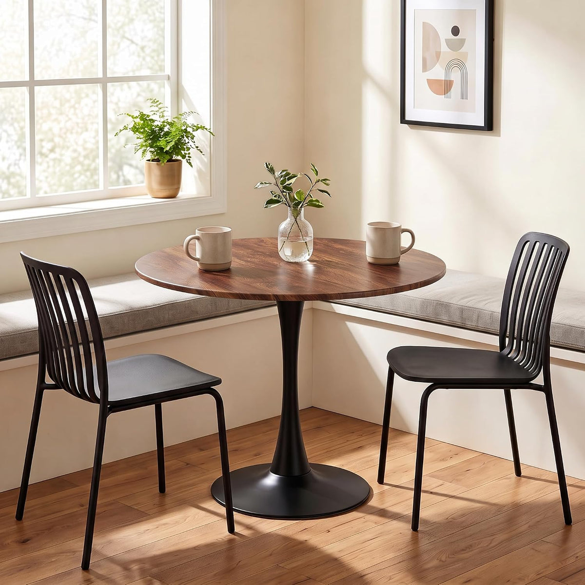 VECELO Round Dining Table, Mid-Century Tulip Table