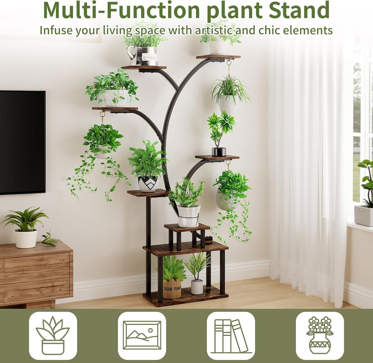VECELO Plant Stand with Grow Light