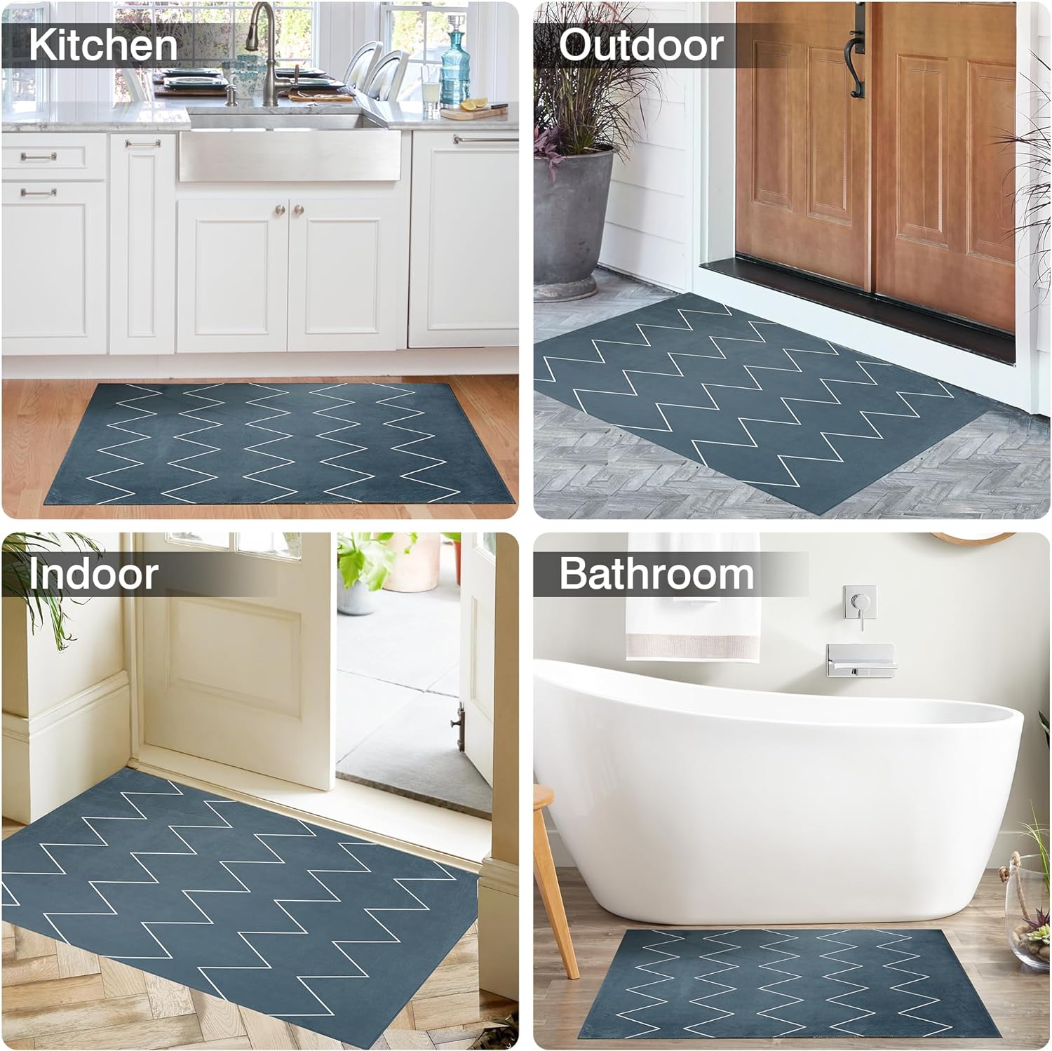 VECELO Outdoor Front Door Mat Outside Entrance, Low-Profile Welcome Mat - VECELO