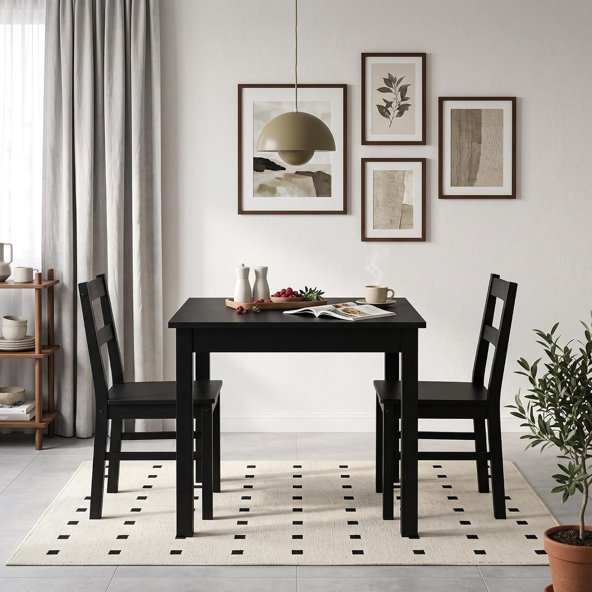 VECELO Square Dining Table for 2-4 People 29” x 29” Compact Kitchen Table with Solid Wood Legs