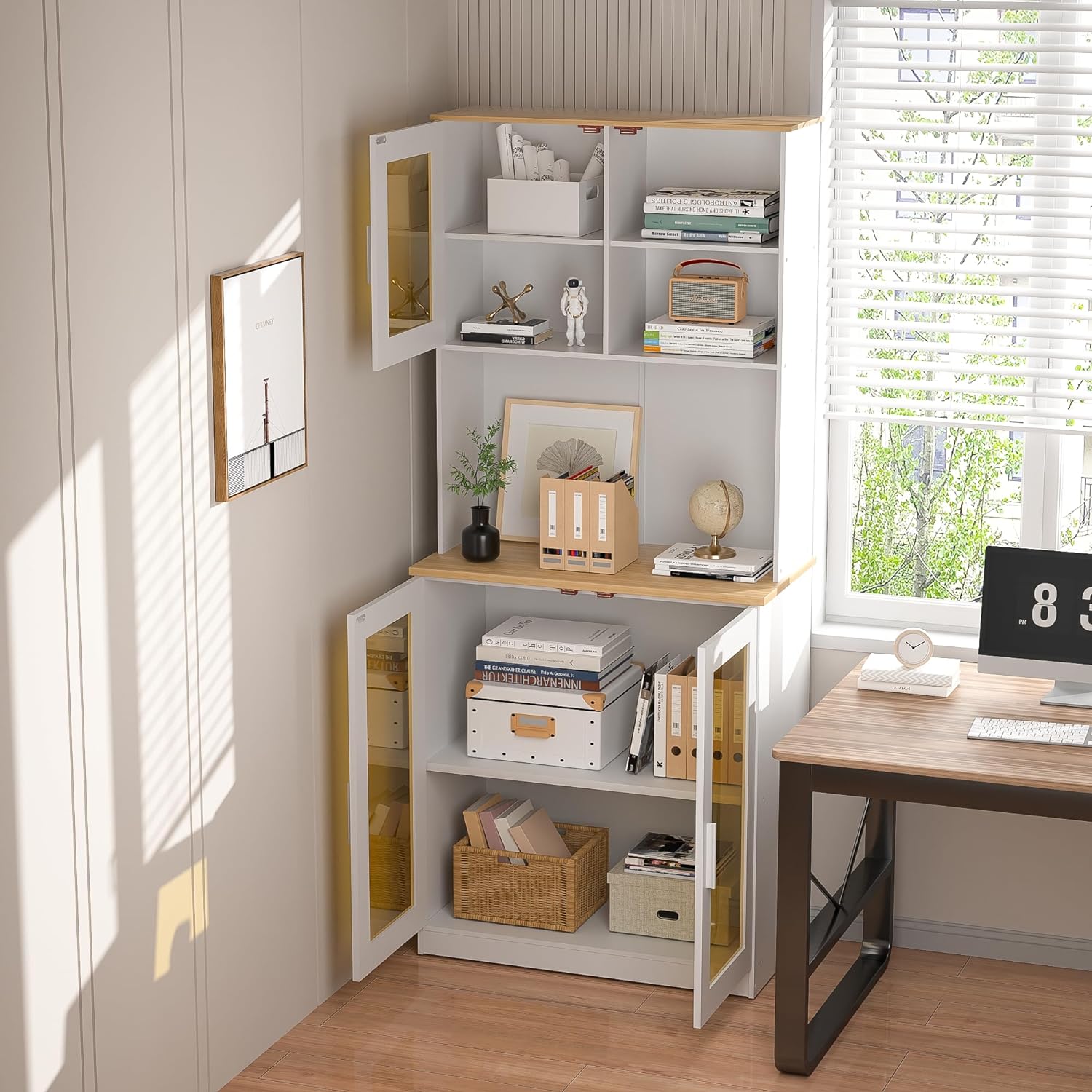 VECELO 72'' Floor Kitchen Pantry Cabinet Free Standing Buffet Hutch - VECELO