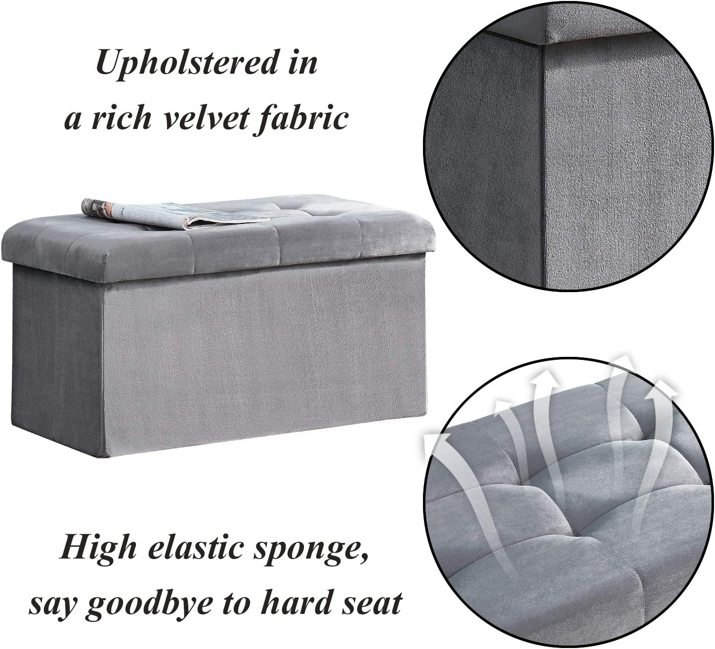 VECELO Tufted Velvet Ottoman Foot Stool - VECELO