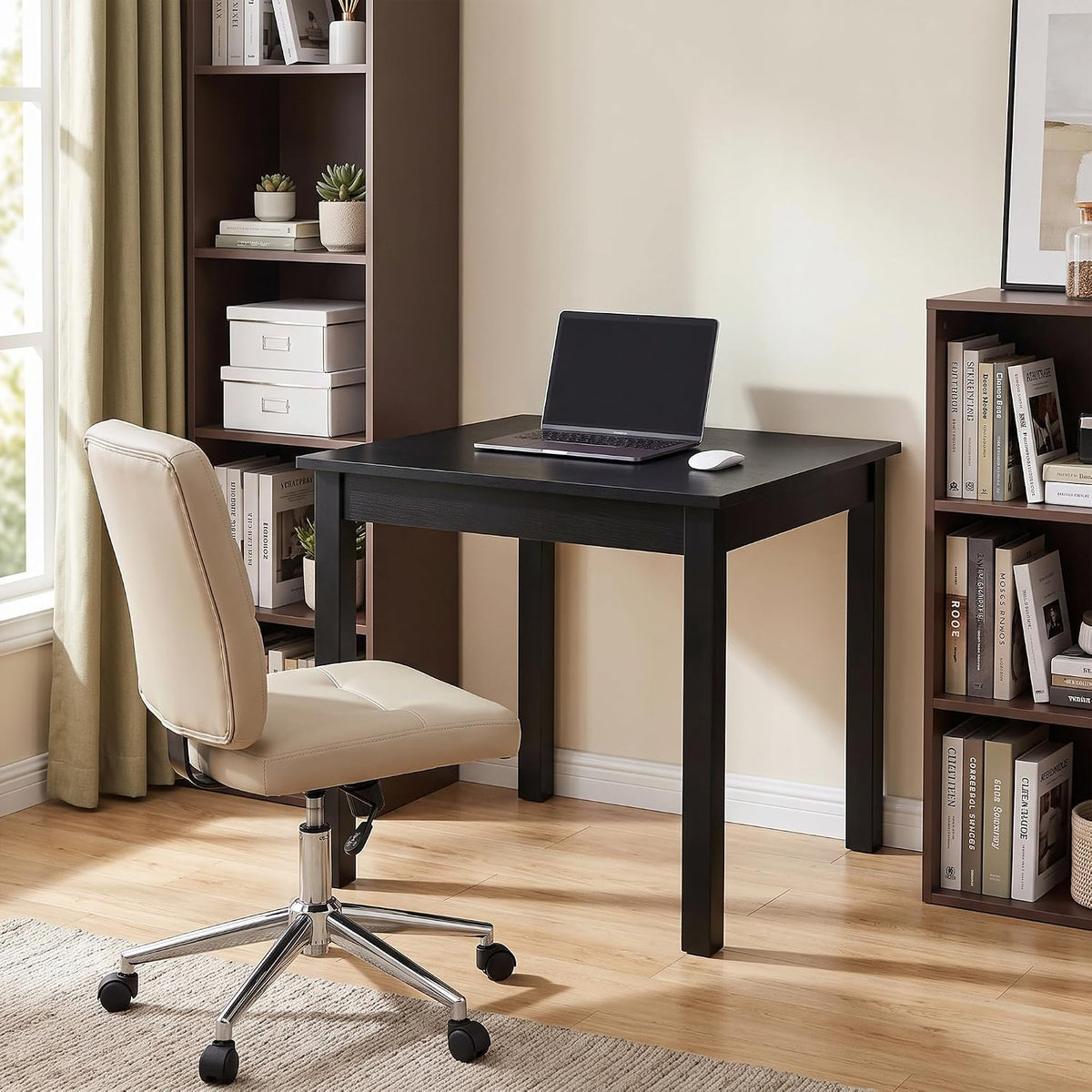VECELO Square Dining Table for 2-4 People 29” x 29” Compact Kitchen Table with Solid Wood Legs