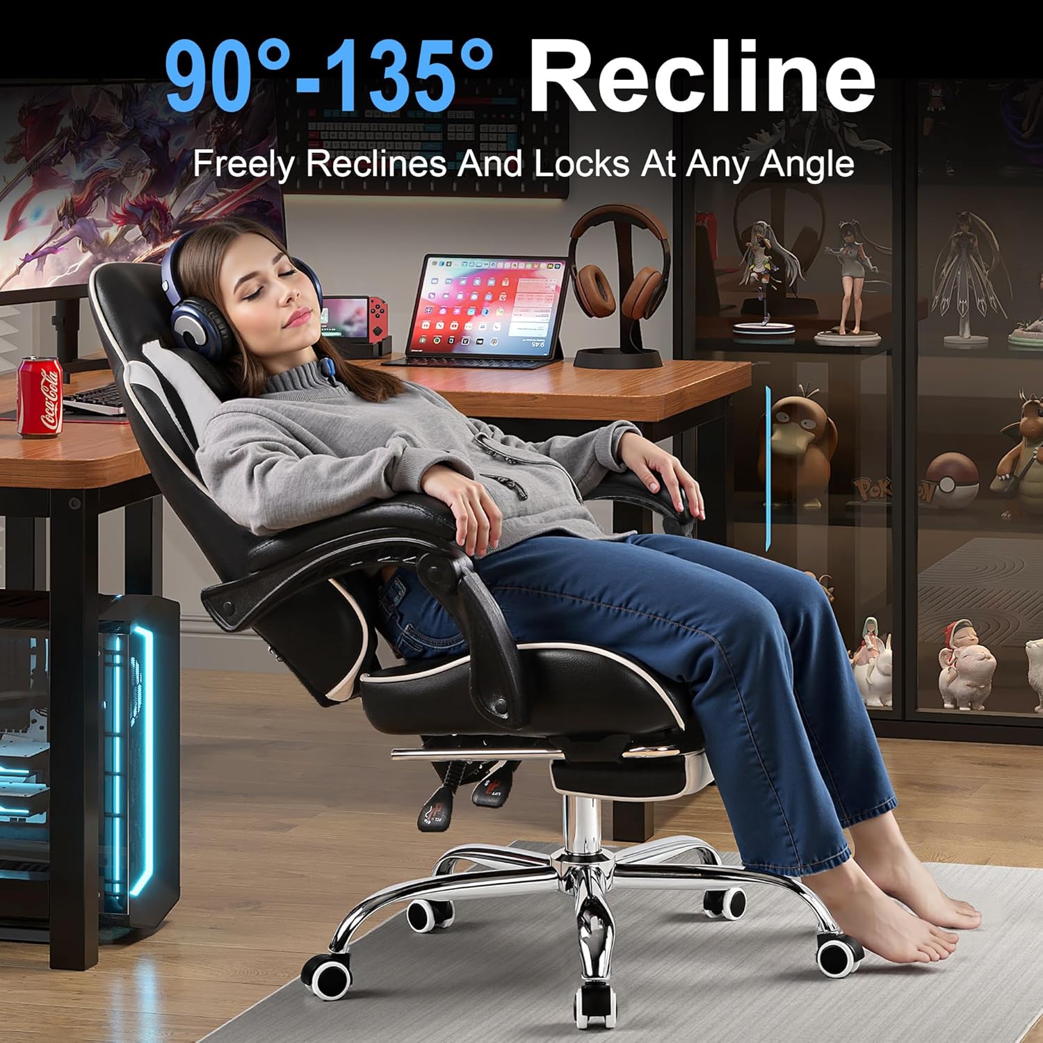 VECELO Ergonomic Gaming Chair with Footrest