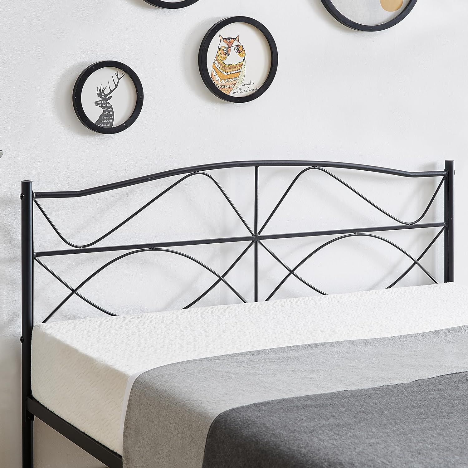 VECELO Bed Frame, Metal Bed Platform with Headboard - VECELO