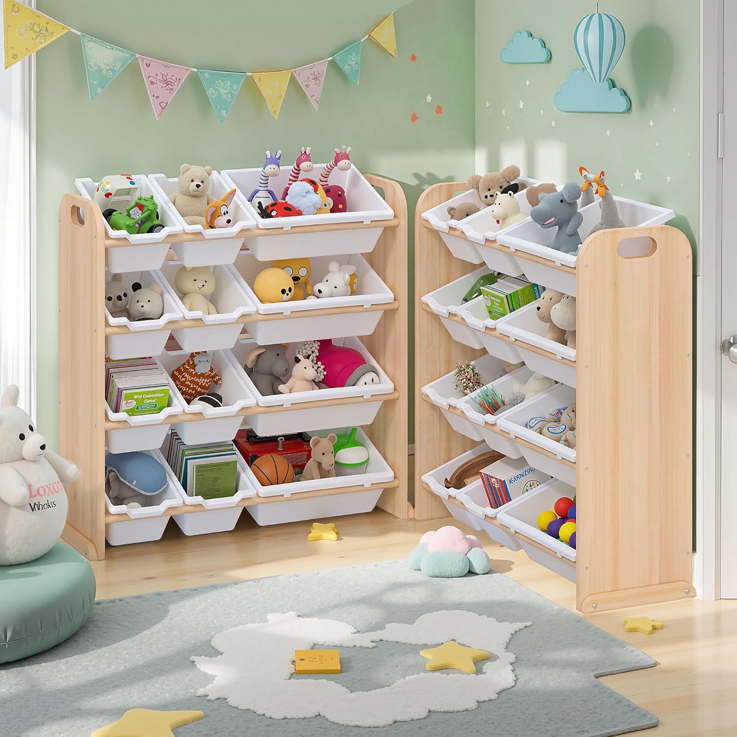 VECELO Kids Toy Storage Organizer with 12 Pcs Bins