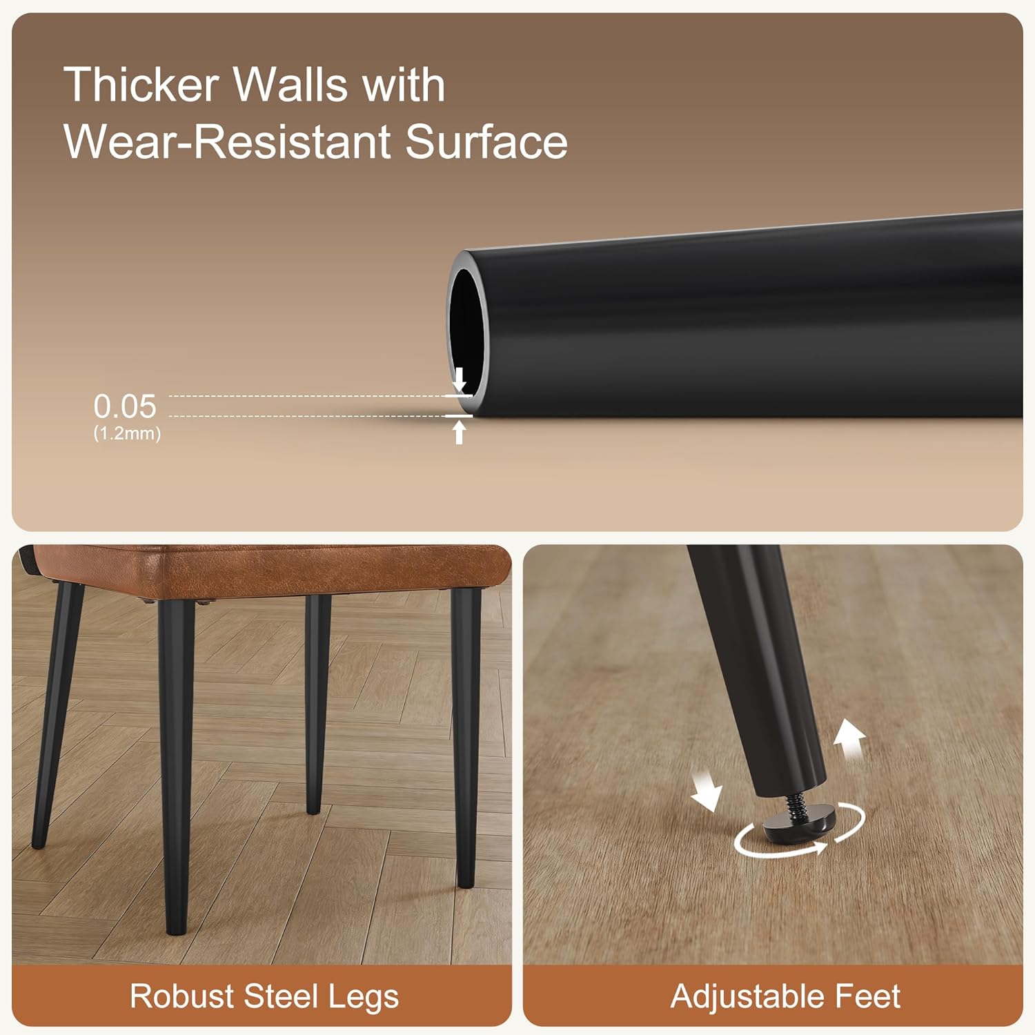 VECELO Upholstered PU Dining Chairs Set of 2