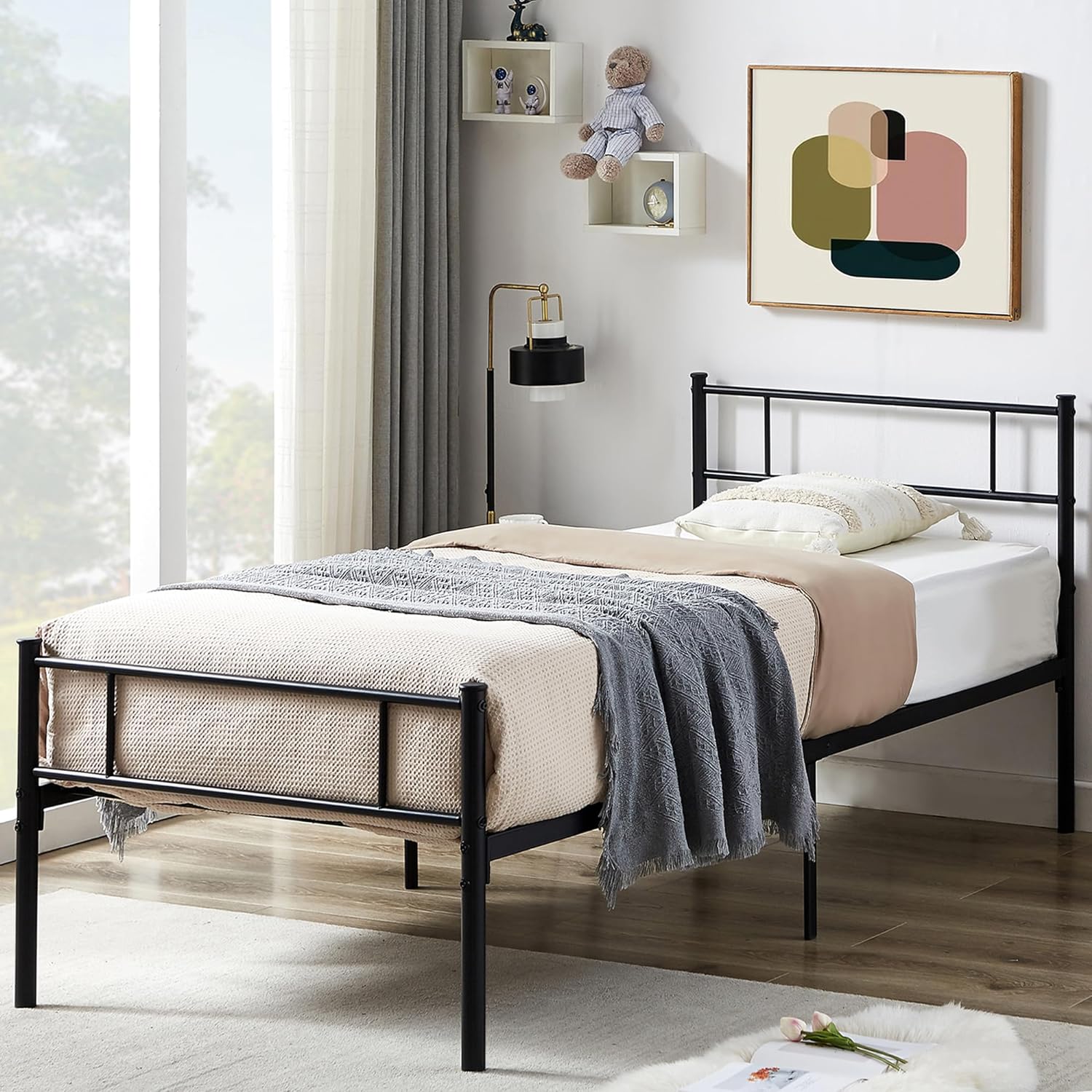 VECELO Platform Bed Frame with Headboard and Footboard, 12'' Under-Bed Storage & Strong Metal Slats Support - VECELO