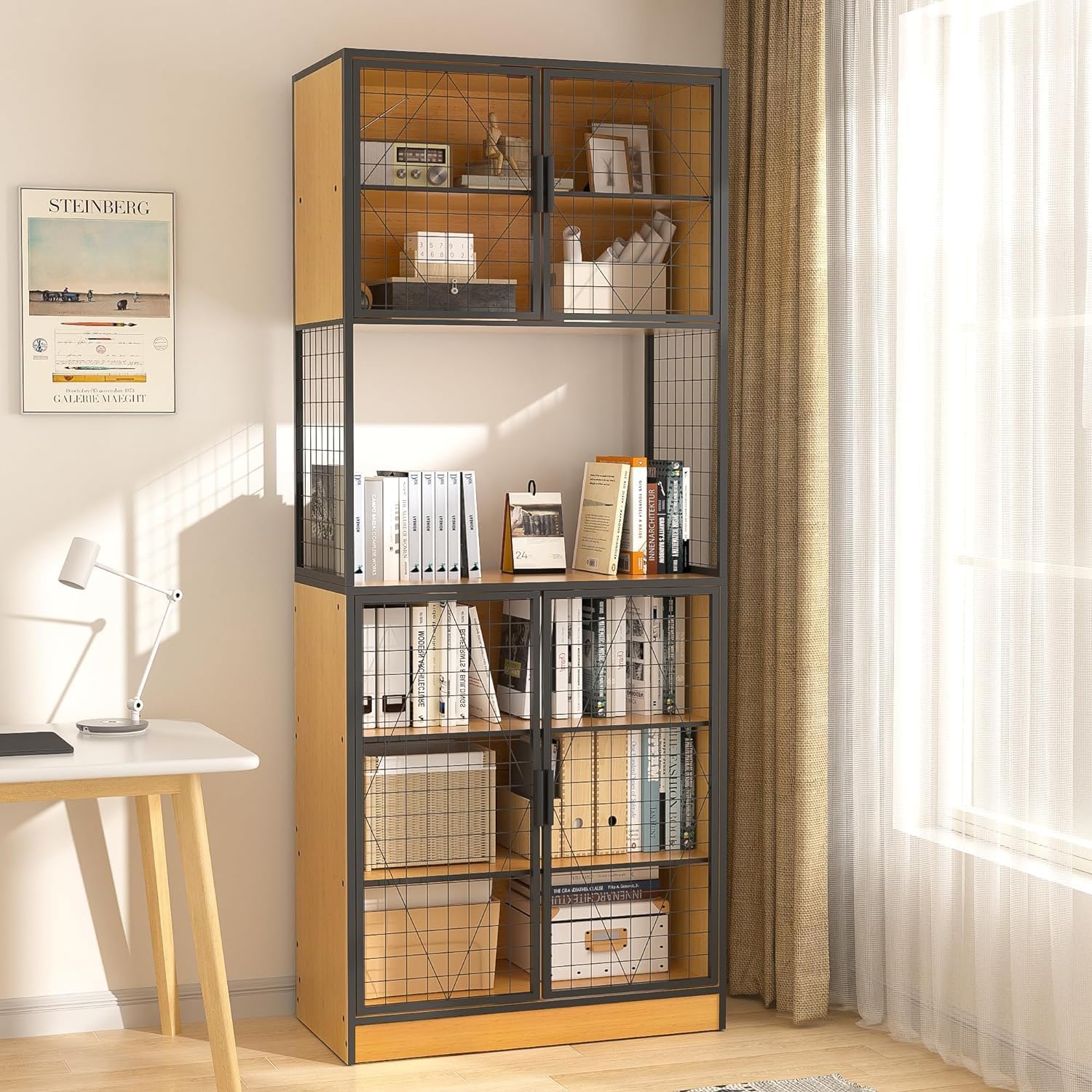 VECELO 72in Tall Kitchen Pantry Cabinet with Doors and Shelves Large Freestanding Storage Cupboard with Countertop Hutch - VECELO