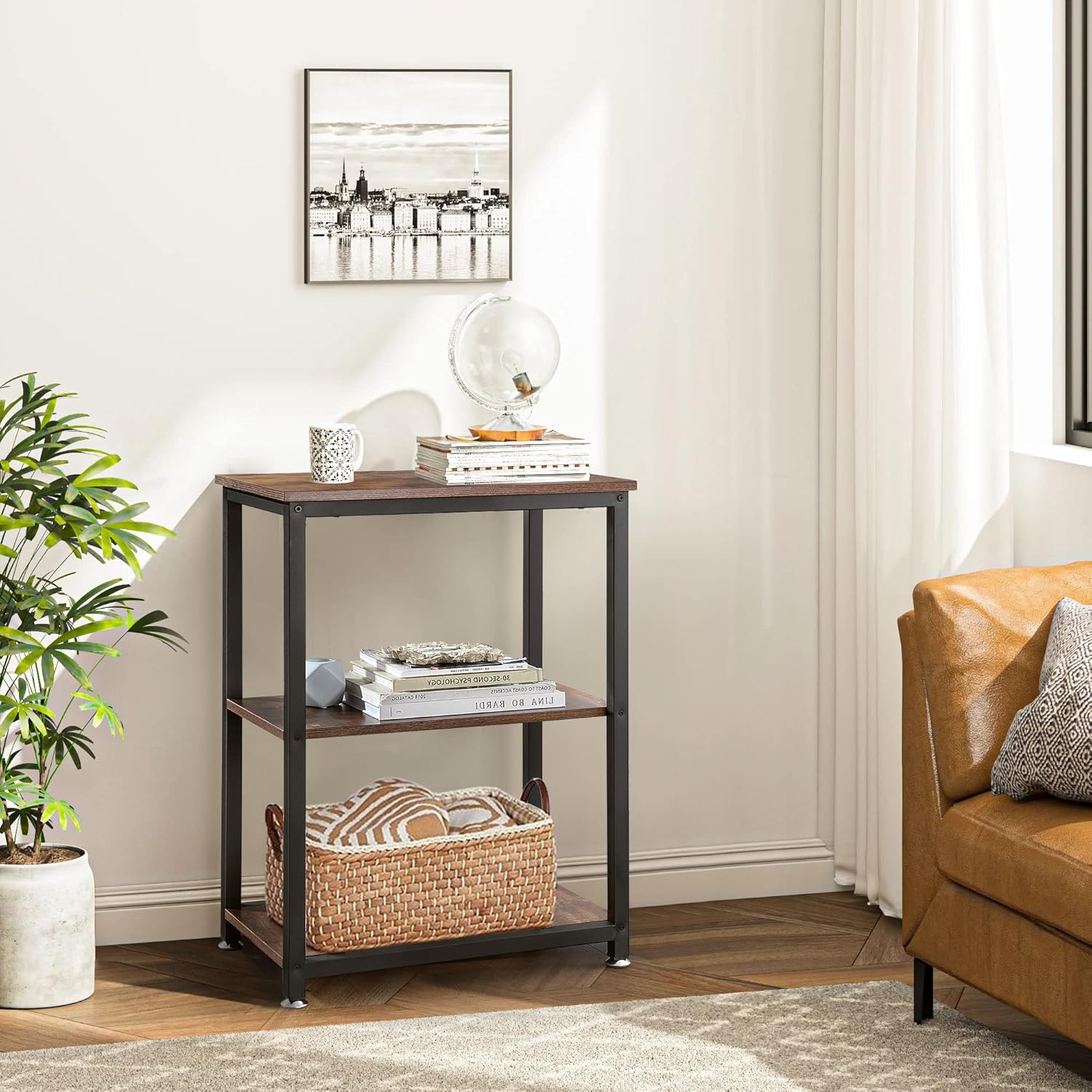 VECELO End Side Table 3-Layer Narrow Night Stand/Entryway/Hallway Console Table for Living Room/Bedroom