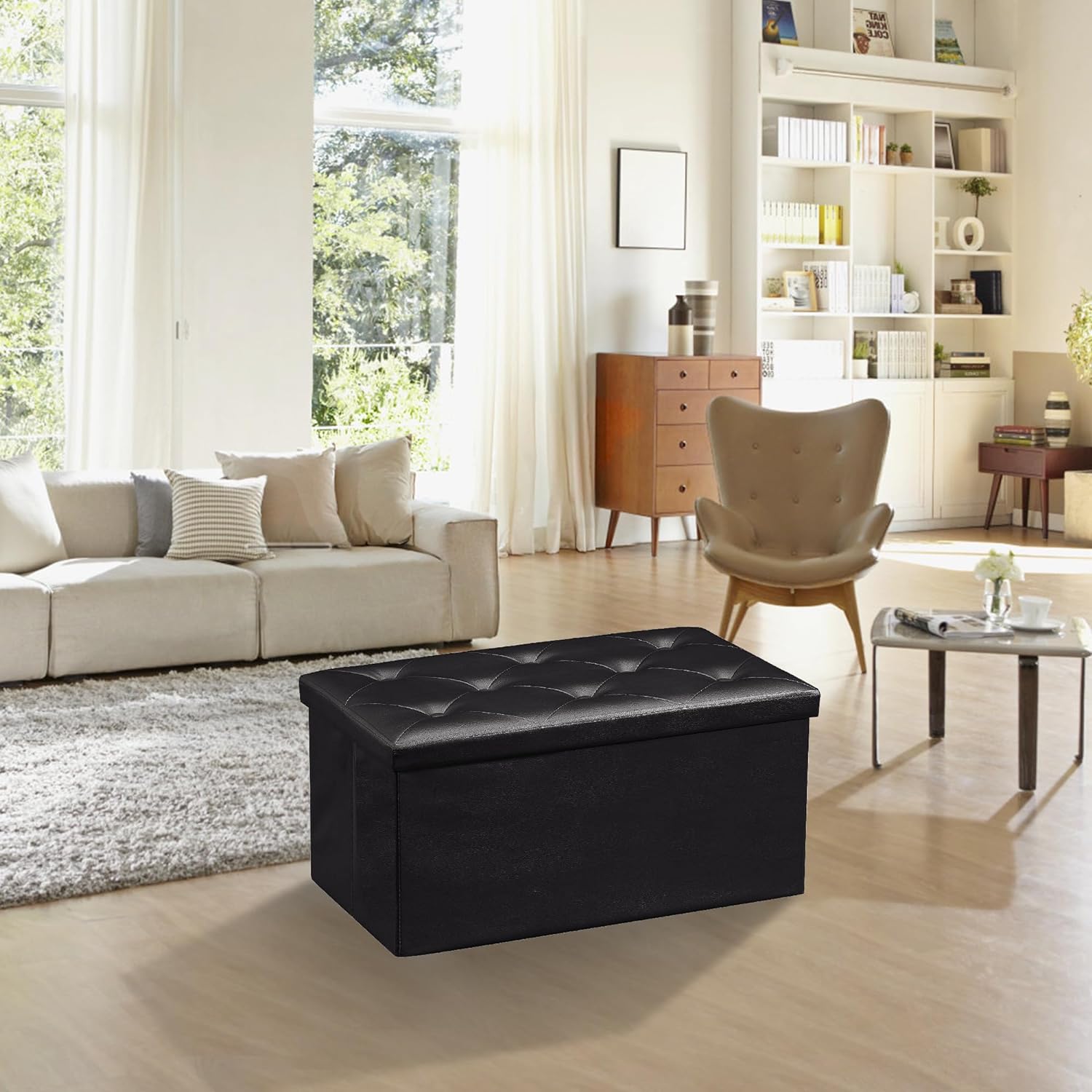 VECELO Storage Ottoman Bench End of Bed 43'' Footstool Footrest Stool Shoestool - VECELO