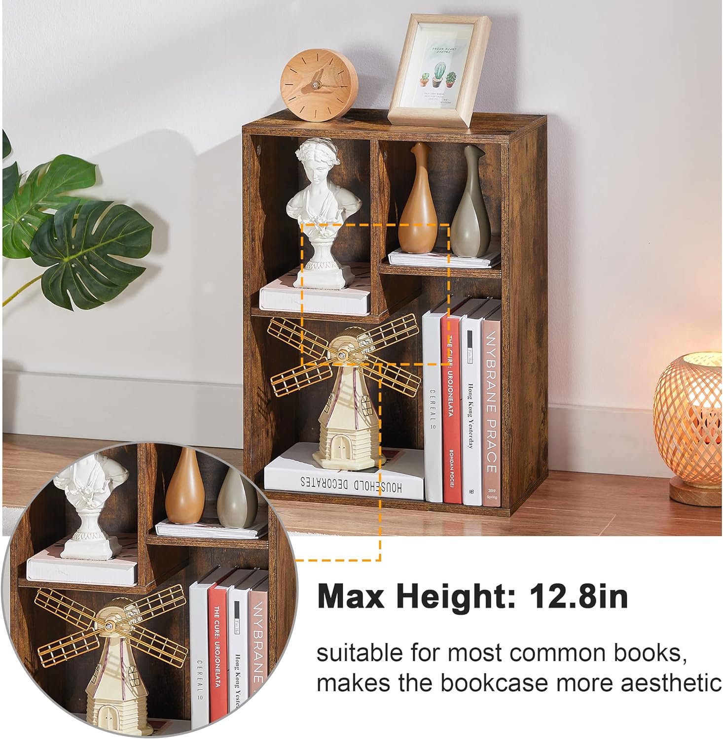 VECELO 3-Cube Wide Open Bookcase, Small Bookshelf 2-Tier Storage Organizer - VECELO