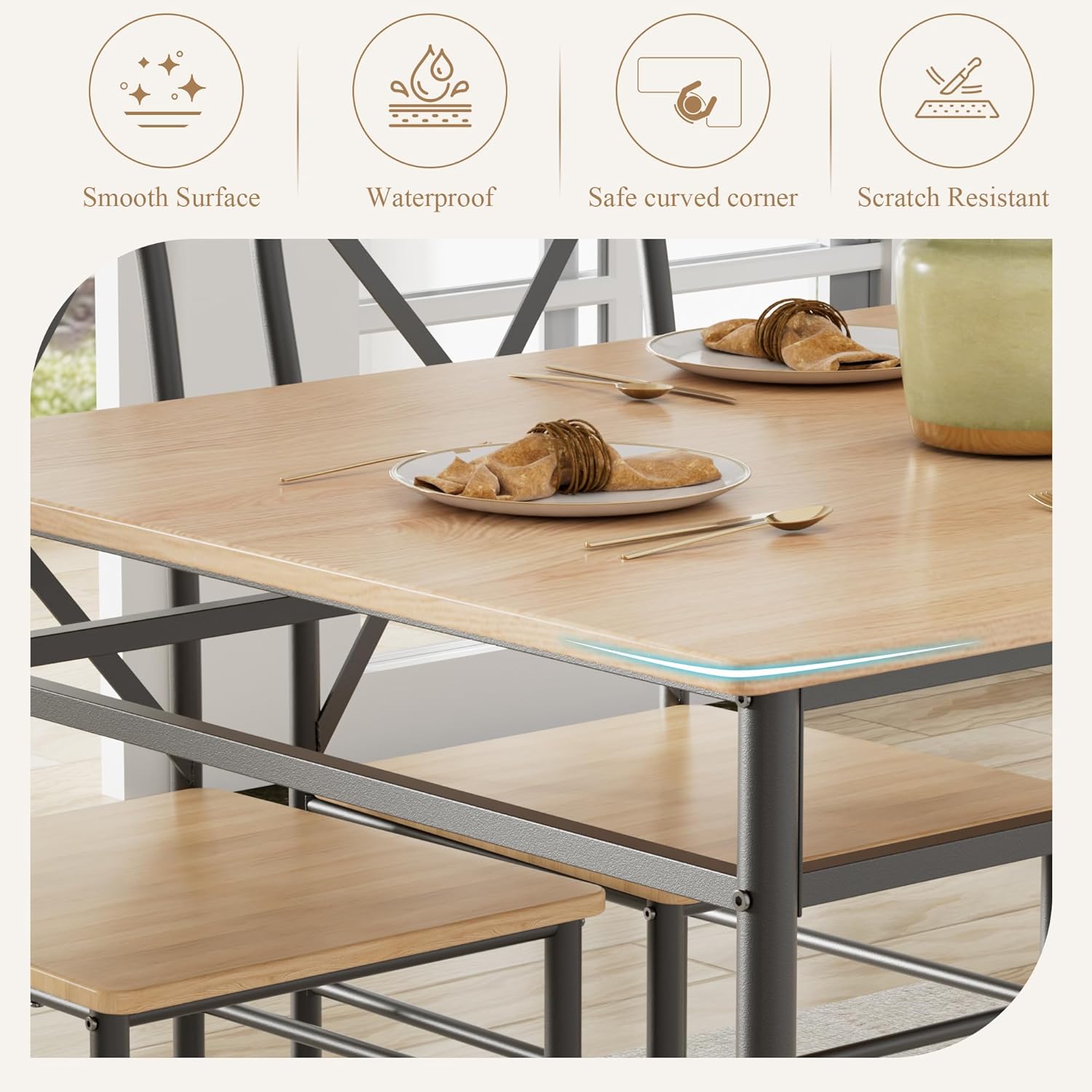 VECELO 5-Piece Kitchen Dining Table Set