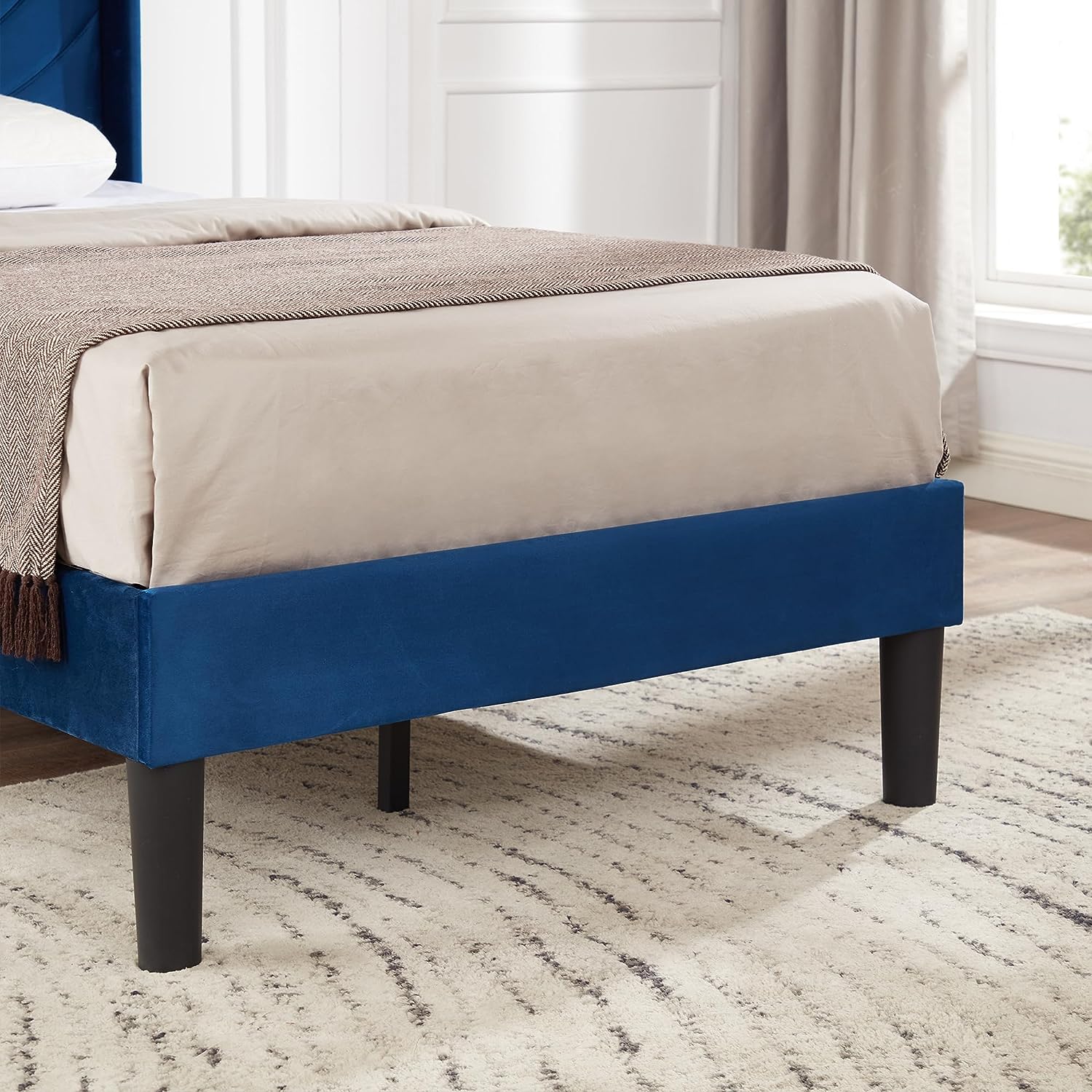 VECELO Upholstered Platform Bed Frame with Adjustable Fabric Headboard