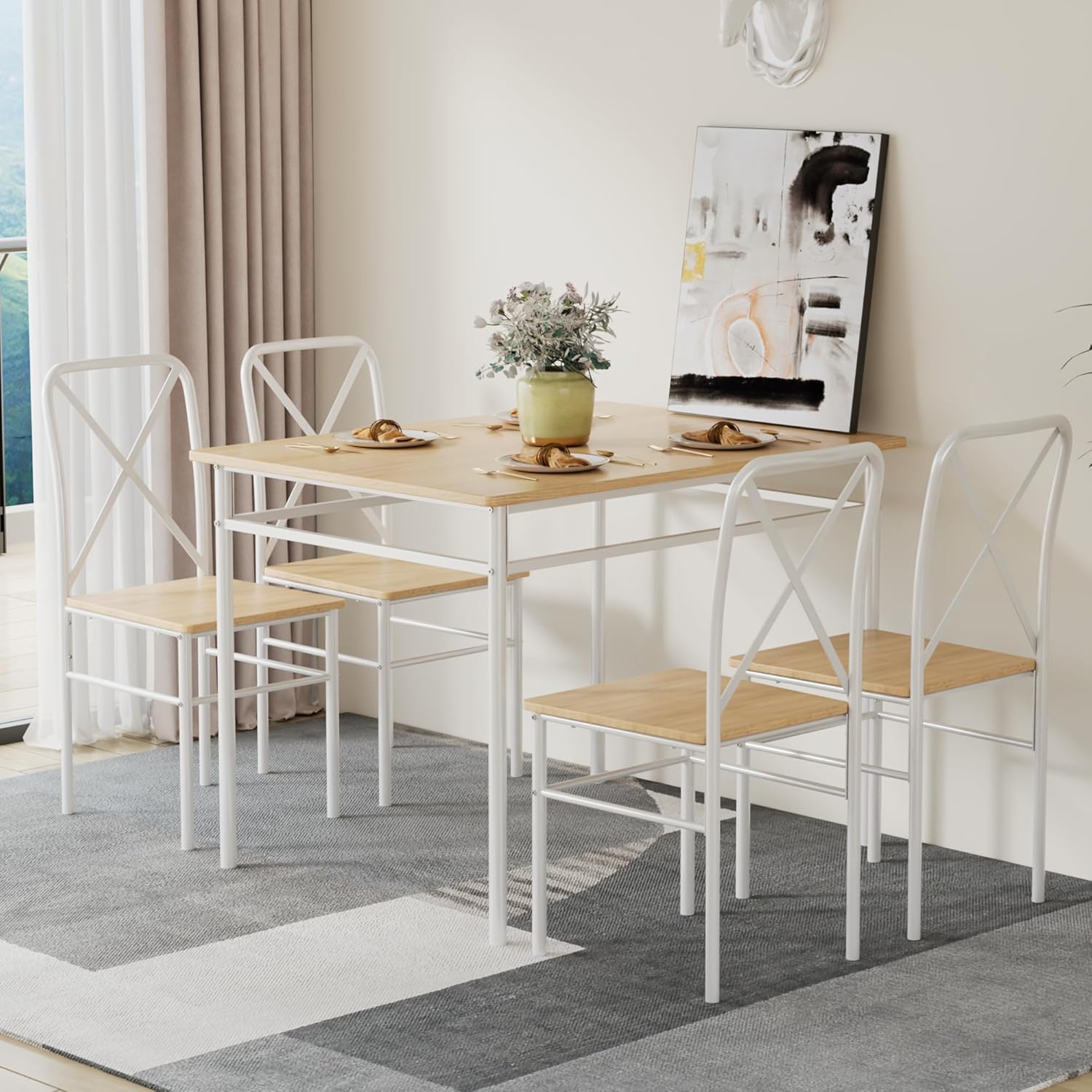 VECELO 5-Piece Kitchen Dining Table Set