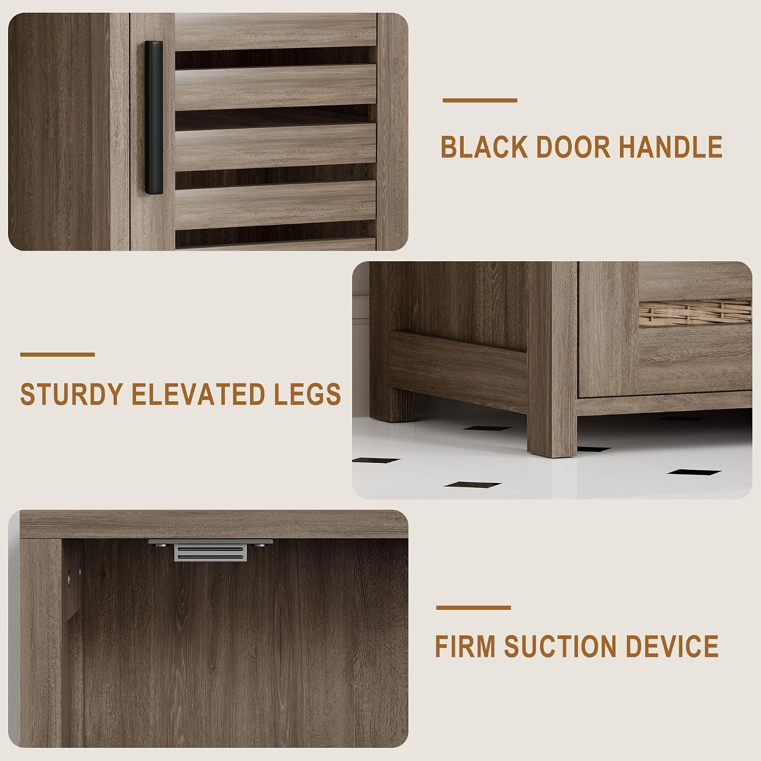 VECELO Tall Bathroom Cabinet with 2 Doors, 67" H Narrow Storage Unit with Adjustable Shelves