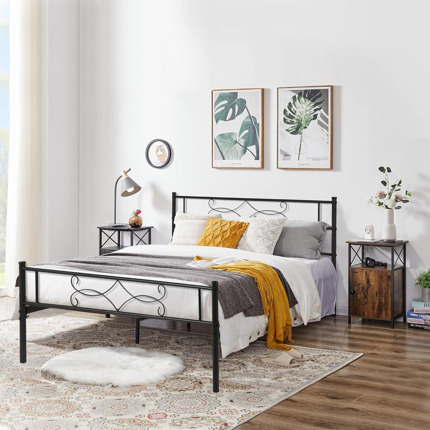 VECELO Tall Side Storage, Large Capacity Bedside Nightstand