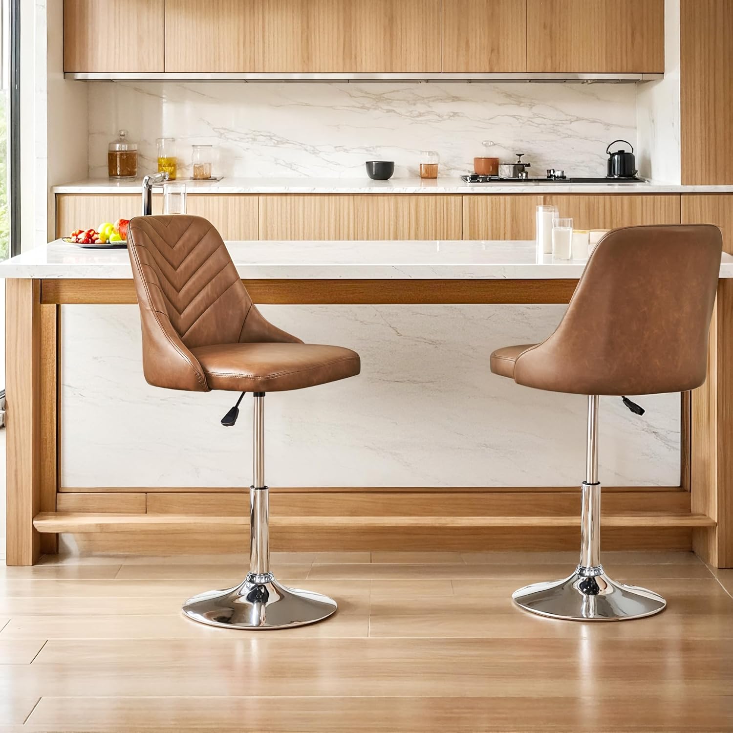 VECELO Bar Stool, Adjustable Barstools with Backrest