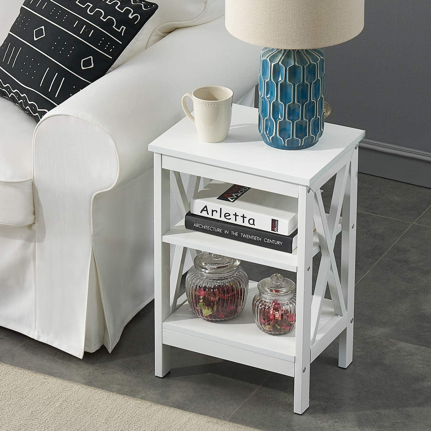 VECELO Modern Nightstand Side End Table with 3-Tiers Open Storage Shelf, 1 pack/2 packs - VECELO