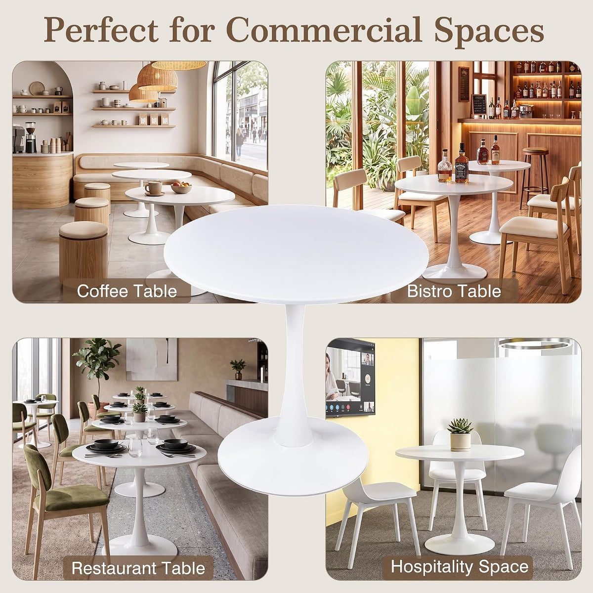 VECELO Round Dining Table, Mid-Century Tulip Table