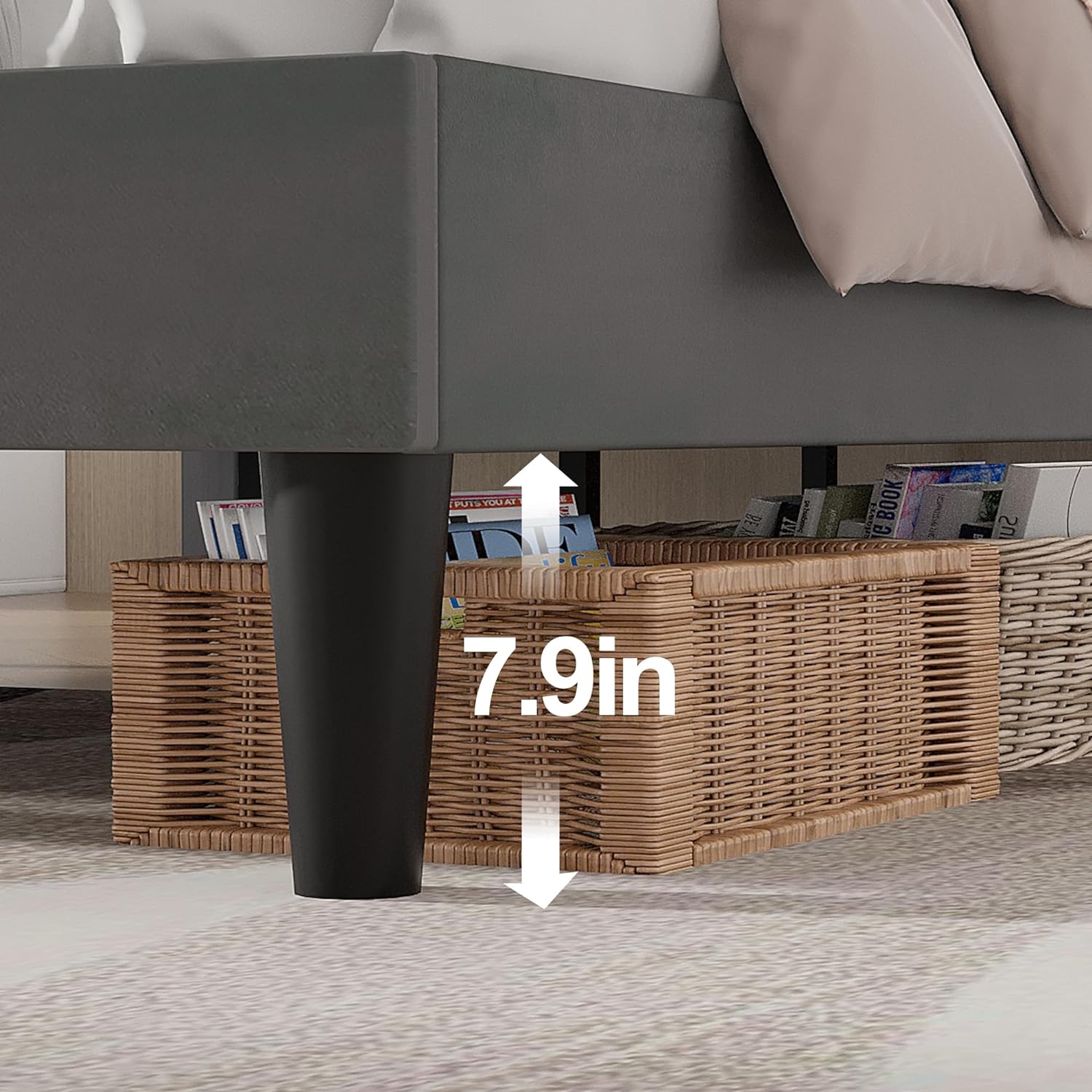 VECELO Upholstered Velvet Platform Bed Frame with Headboard Adjustable, LED Lights, USB-A & Type-C