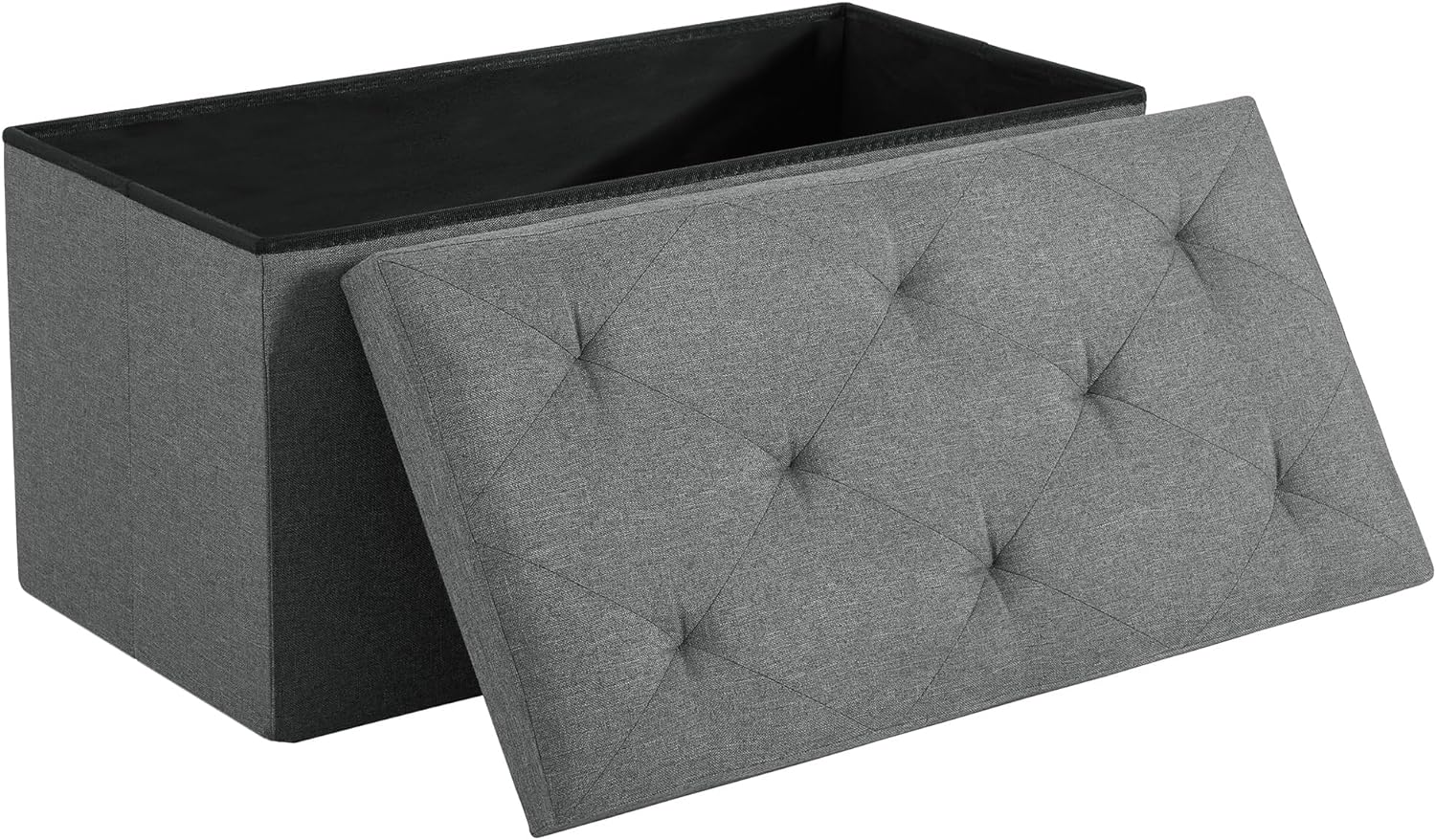 VECELO Folding Storage Ottoman Bench, Storage Chest, Linen Fabric - VECELO