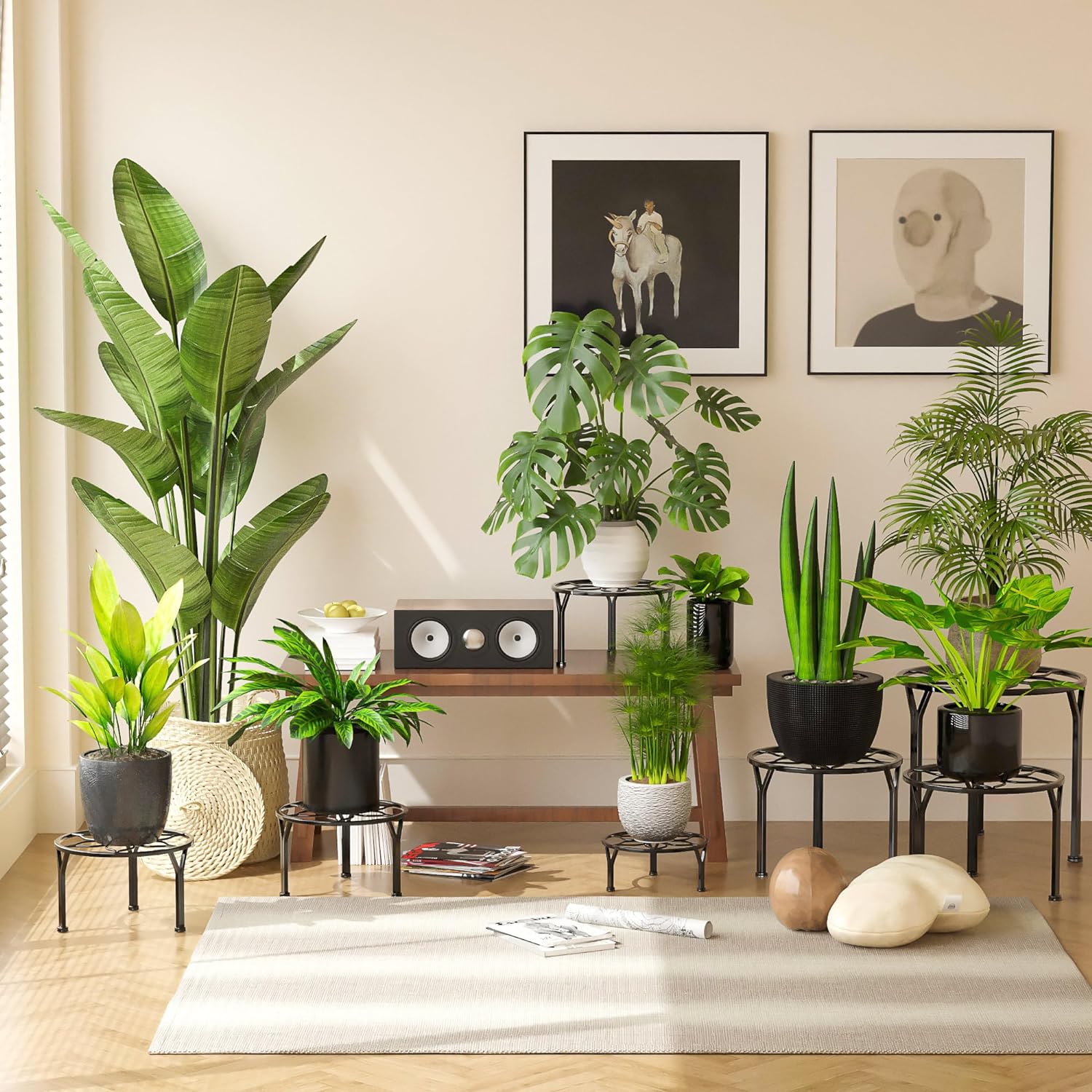 VECELO 5-Pack Metal Plant Stands for Indoor Plants - VECELO