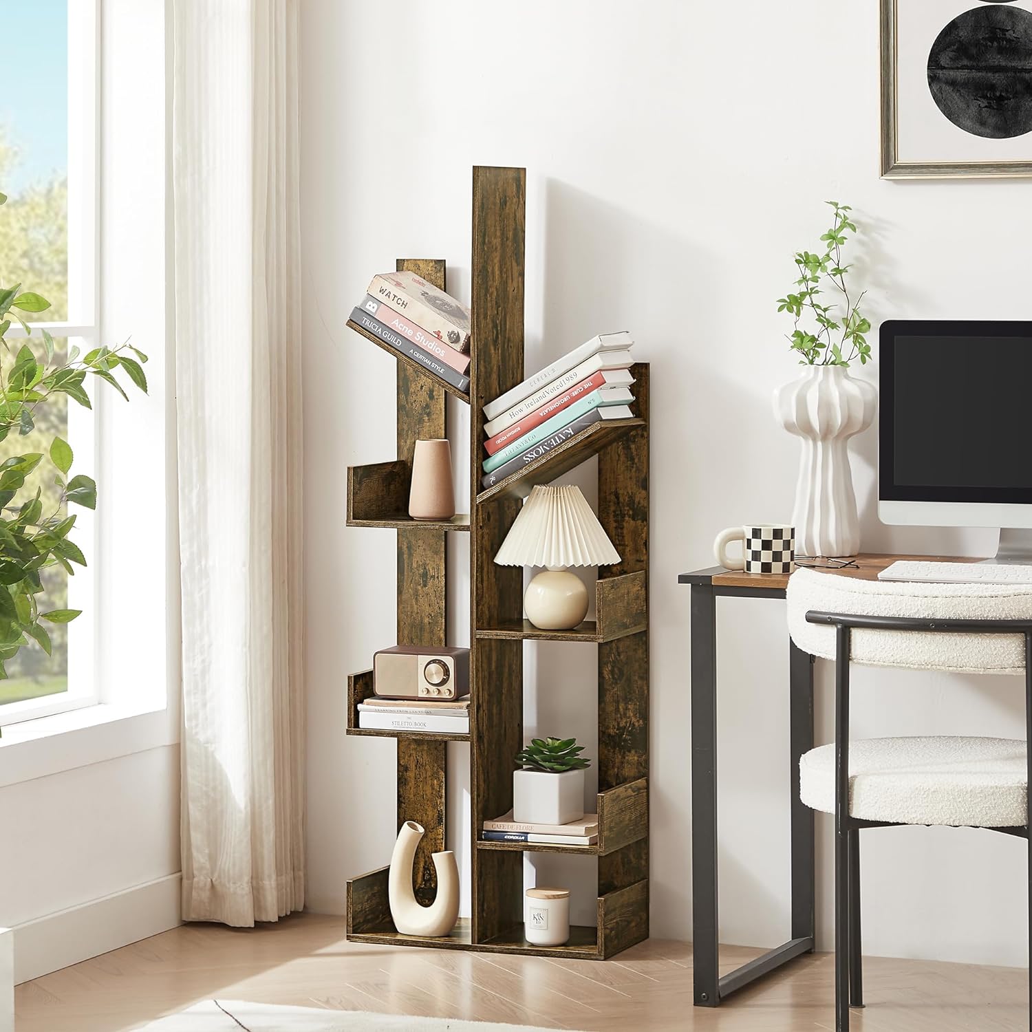 VECELO Tree Bookshelf,8 Shelf Storages Bookcase