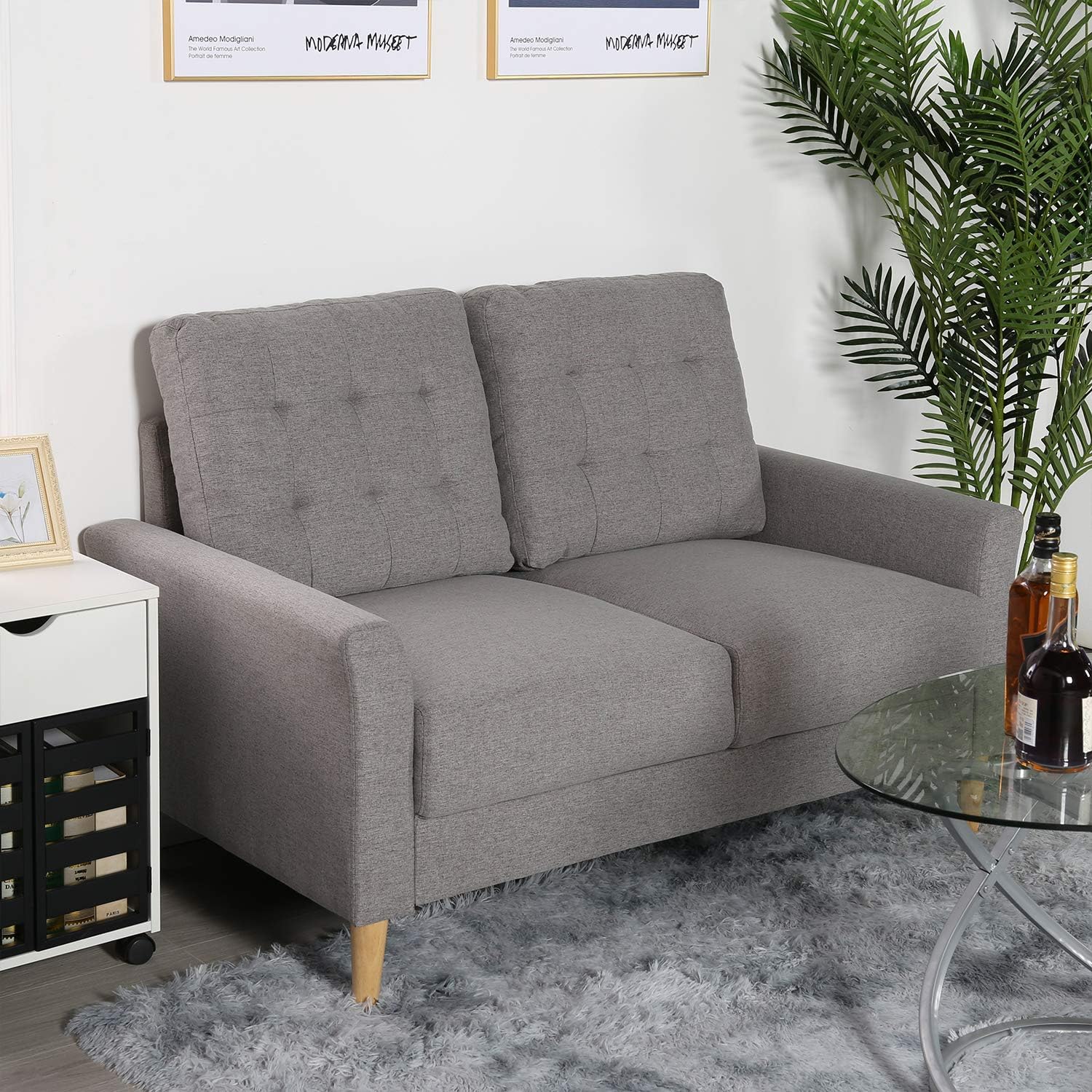VECELO Modern Tufted Fabric Sofa