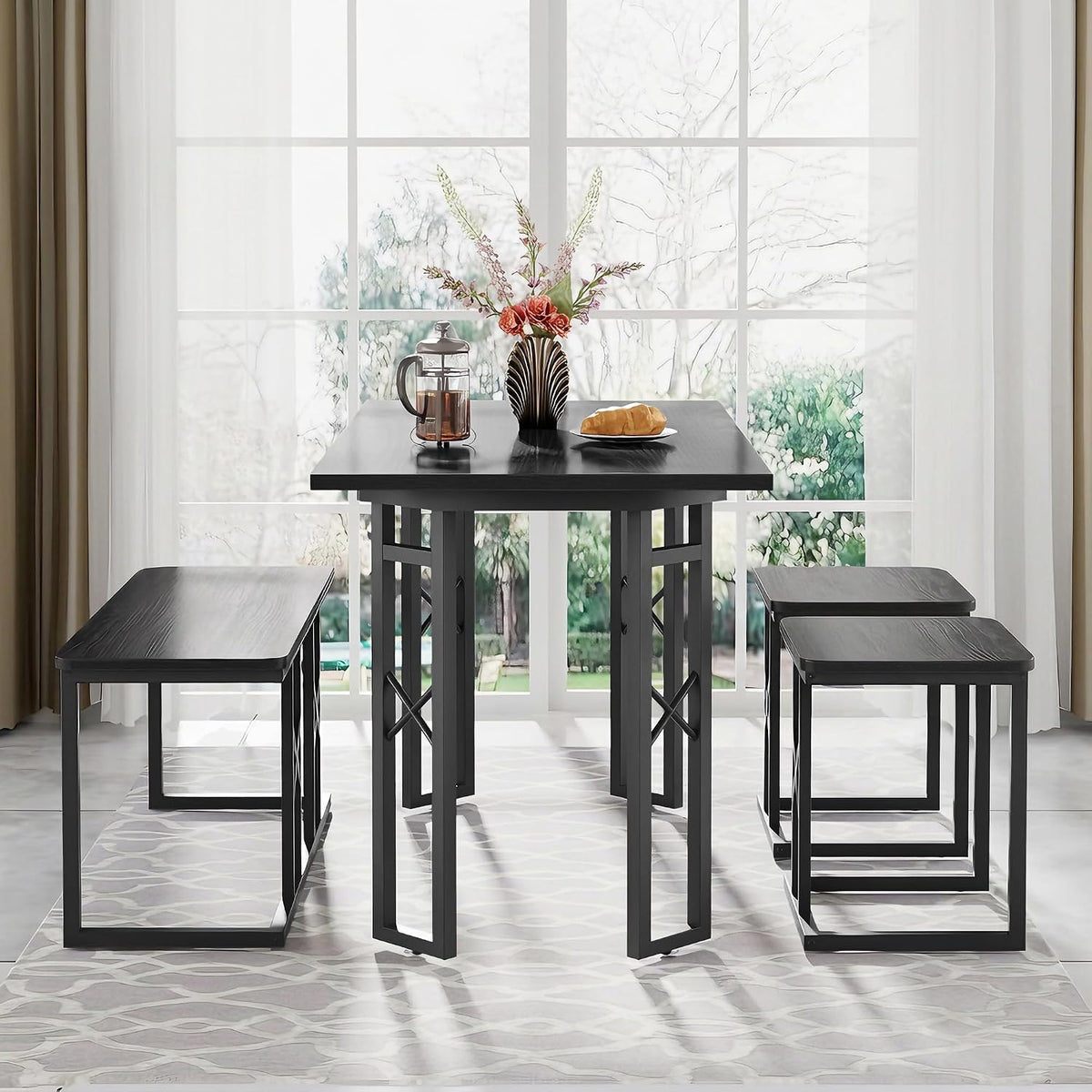 VECELO 43.3" Dining Table Set for 4