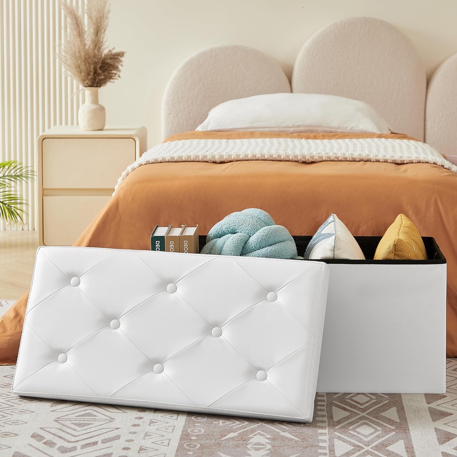 VECELO Storage Ottoman Bench End of Bed 43'' Footstool Footrest Stool Shoestool - VECELO