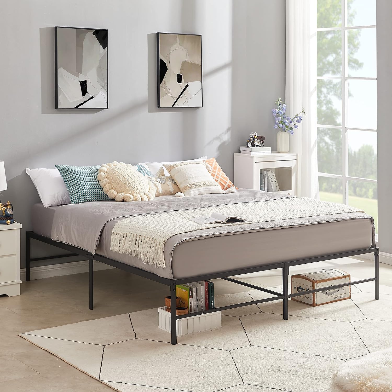 VECELO 16" Metal Platform Tall Bed Frame