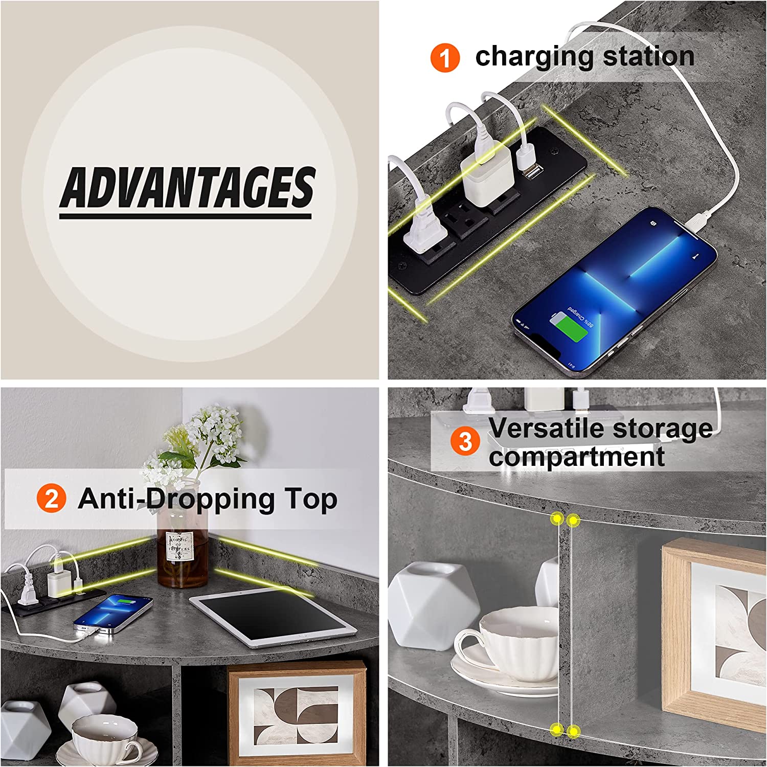VECELO 3-Tier Corner Cabinet with 8 Cubbies, Wooden Cube Storage Organizer - VECELO