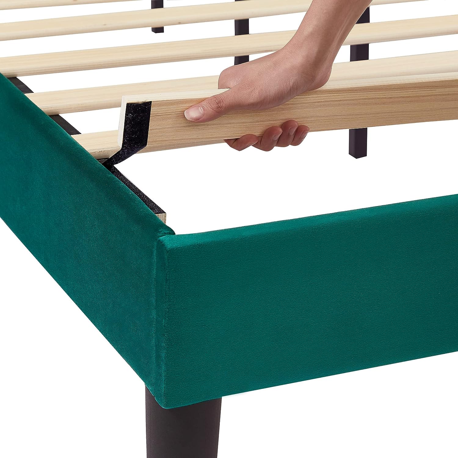 VECELO Bed Frame Platform with Upholstered Headboard & Wooden Slats Support - VECELO